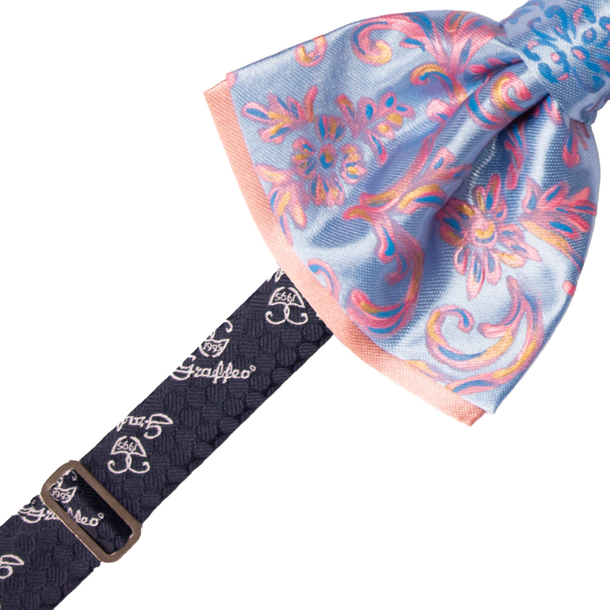 Papillon Siciliano Sartoriale Azzurro Dipinto a Mano by Giovanna Perricone PS313 Made in Italy Graffeo Cravatte Pre-Tied