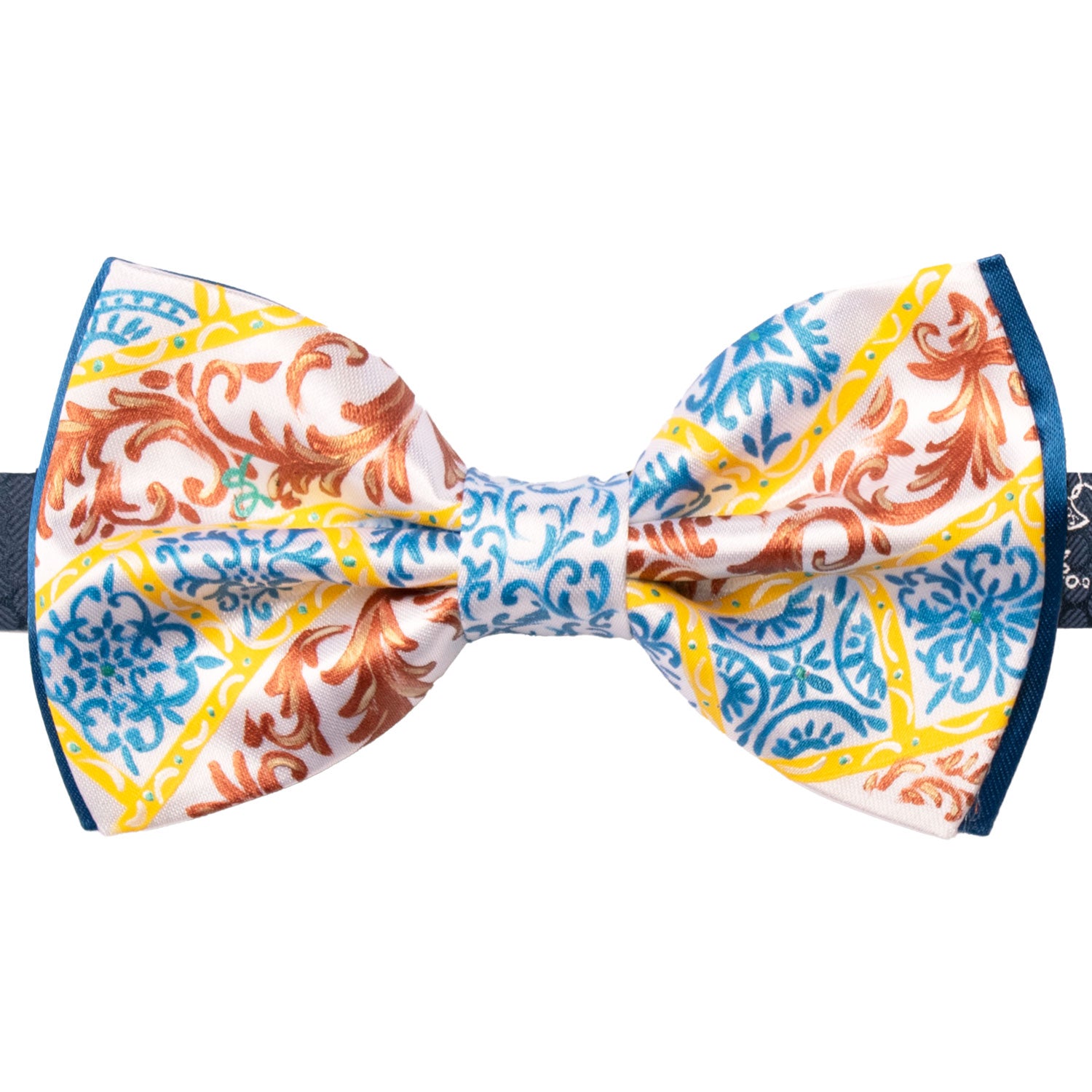 Papillon Siciliano Sartoriale Bianco Dipinto a Mano by Giovanna Perricone PS261 Made in Italy Graffeo Cravatte