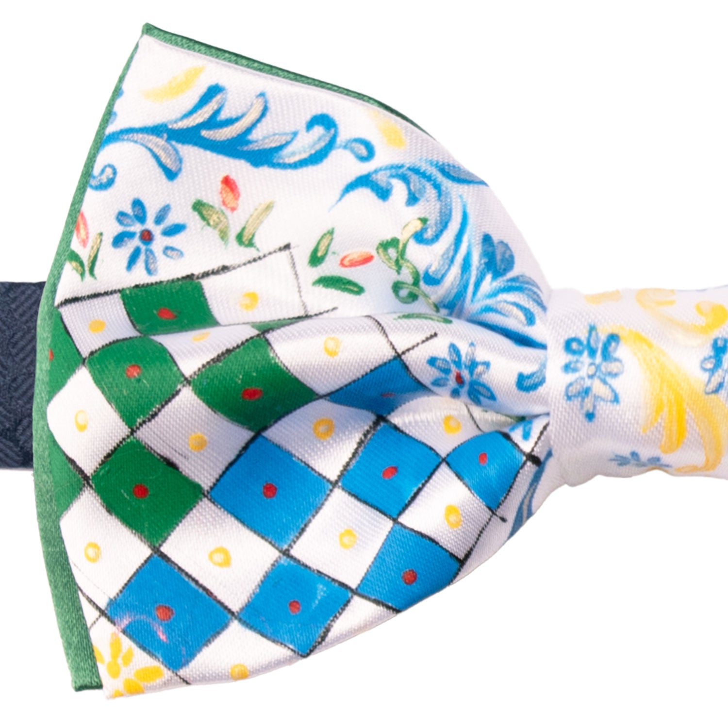 Papillon Siciliano Sartoriale Bianco Dipinto a Mano by Giovanna Perricone PS263 Made in Italy Graffeo Cravatte Dettaglio