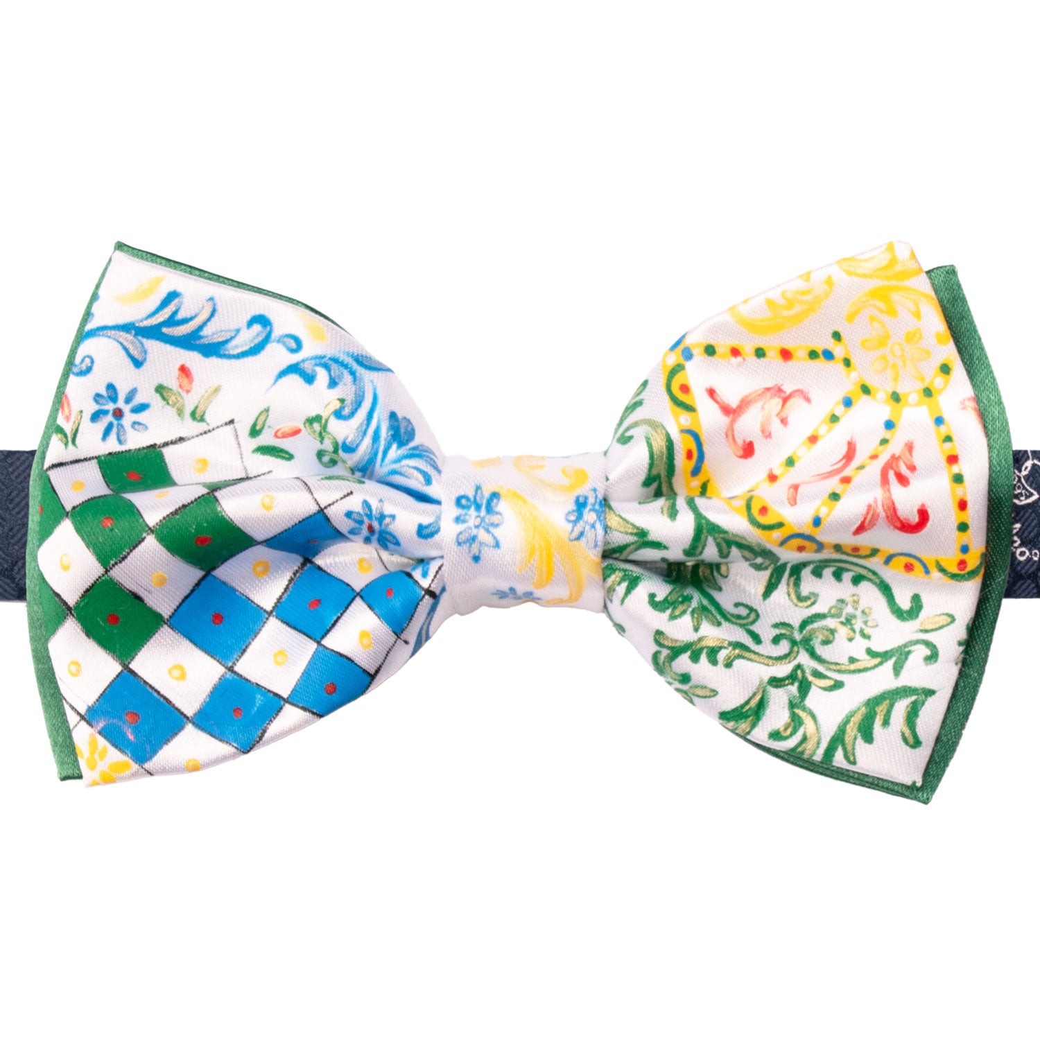 Papillon Siciliano Sartoriale Bianco Dipinto a Mano by Giovanna Perricone PS263 Made in Italy Graffeo Cravatte