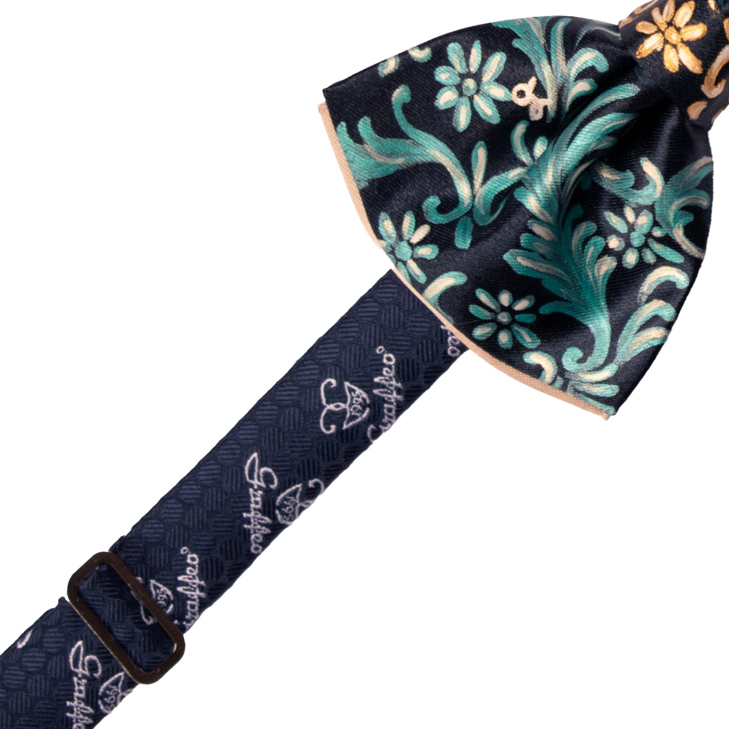 Papillon Siciliano Sartoriale Blu Notte Dipinto a Mano by Giovanna Perricone PS219 Made in Italy Graffeo Cravatte Pre-Tied