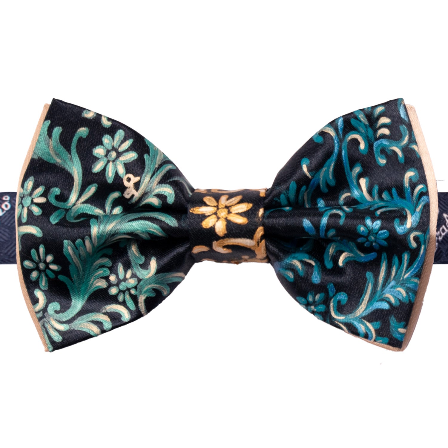 Papillon Siciliano Sartoriale Blu Notte Dipinto a Mano by Giovanna Perricone PS219 Made in Italy Graffeo Cravatte