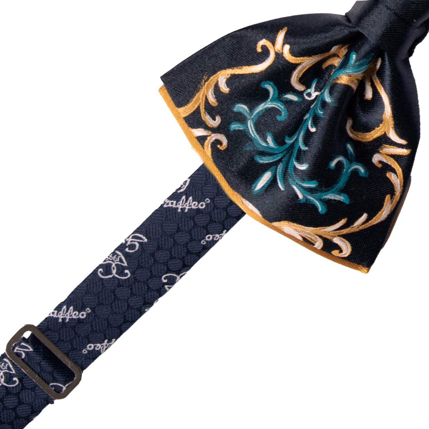 Papillon Siciliano Sartoriale Blu Notte Dipinto a Mano by Giovanna Perricone PS226 Made in Italy Graffeo Cravatte Pre-Tied