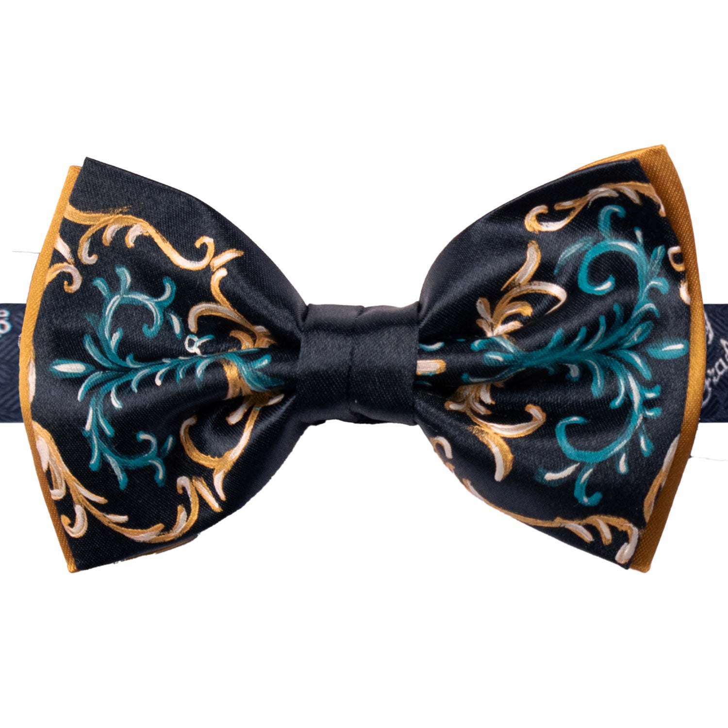 Papillon Siciliano Sartoriale Blu Notte Dipinto a Mano by Giovanna Perricone PS226 Made in Italy Graffeo Cravatte