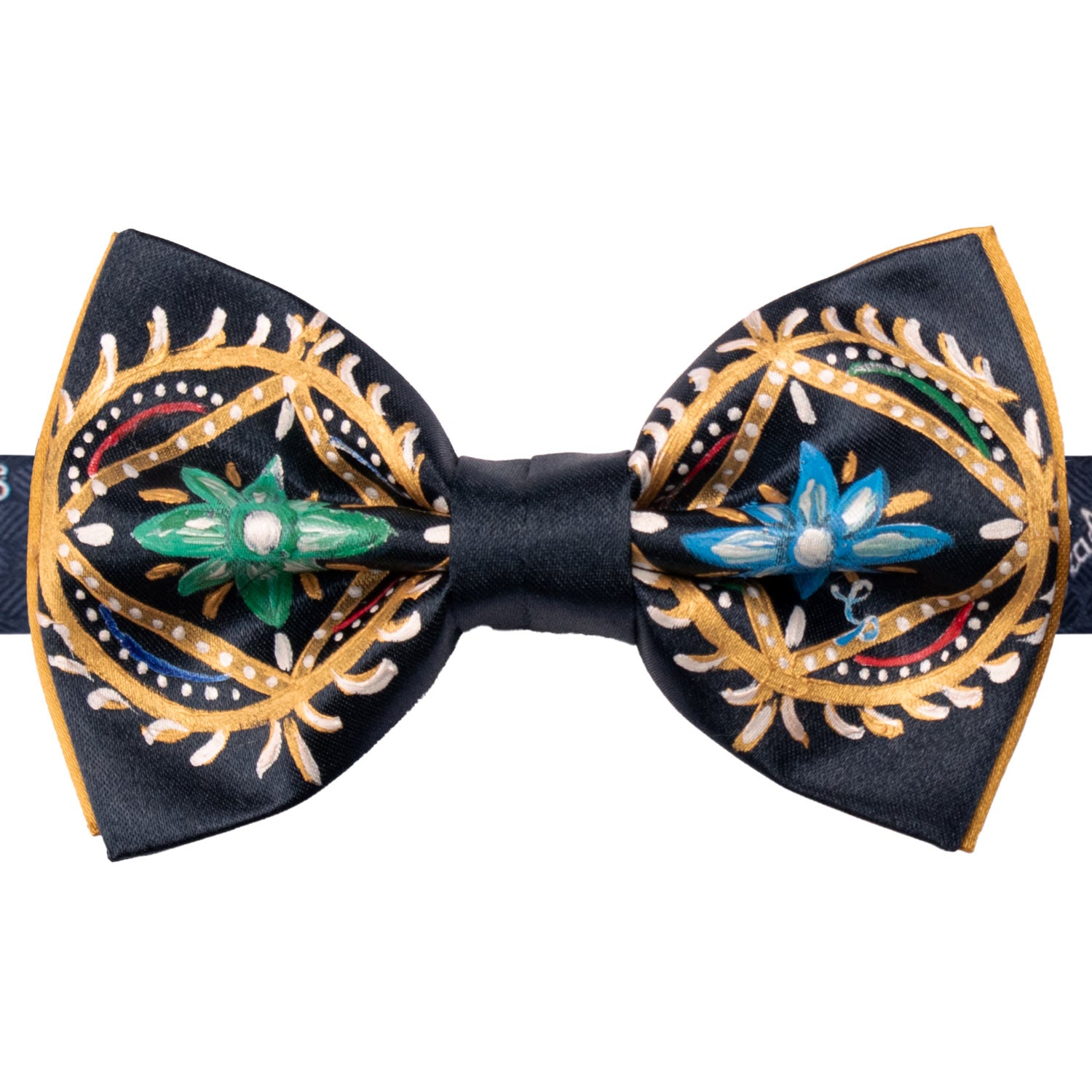 Papillon Siciliano Sartoriale Blu Notte Dipinto a Mano by Giovanna Perricone PS227 Made in Italy Graffeo Cravatte