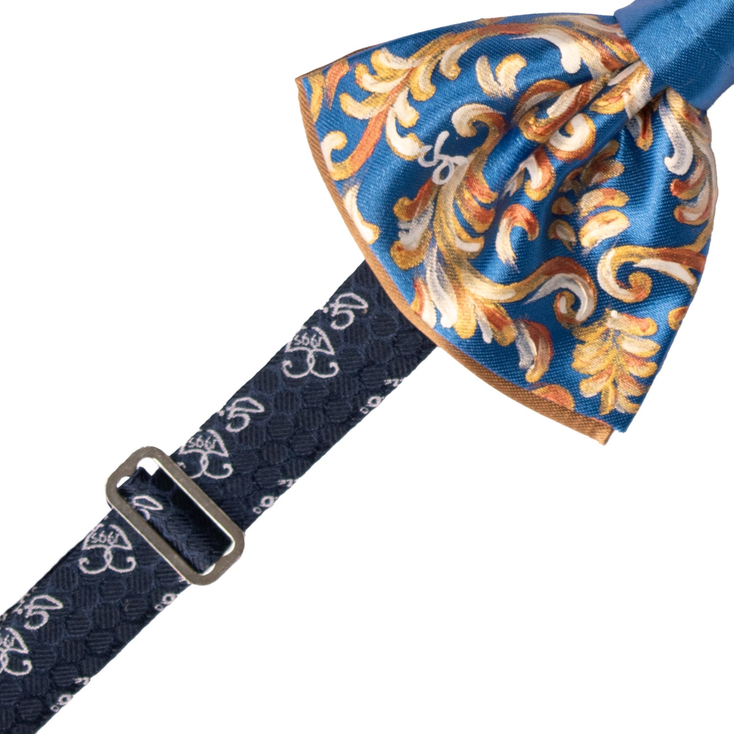 Papillon Siciliano Sartoriale Bluette Dipinto a Mano by Giovanna Perricone PS207 Made in Italy Graffeo Cravatte Pre-Tied