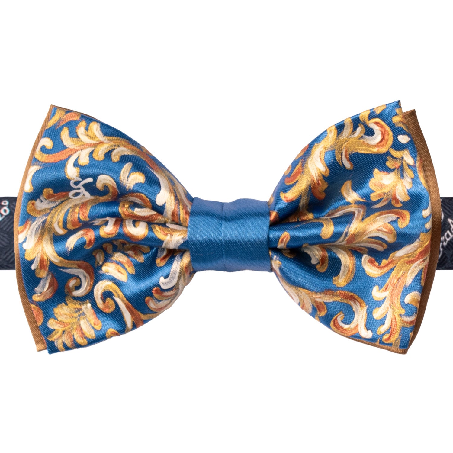 Papillon Siciliano Sartoriale Bluette Dipinto a Mano by Giovanna Perricone PS207 Made in Italy Graffeo Cravatte