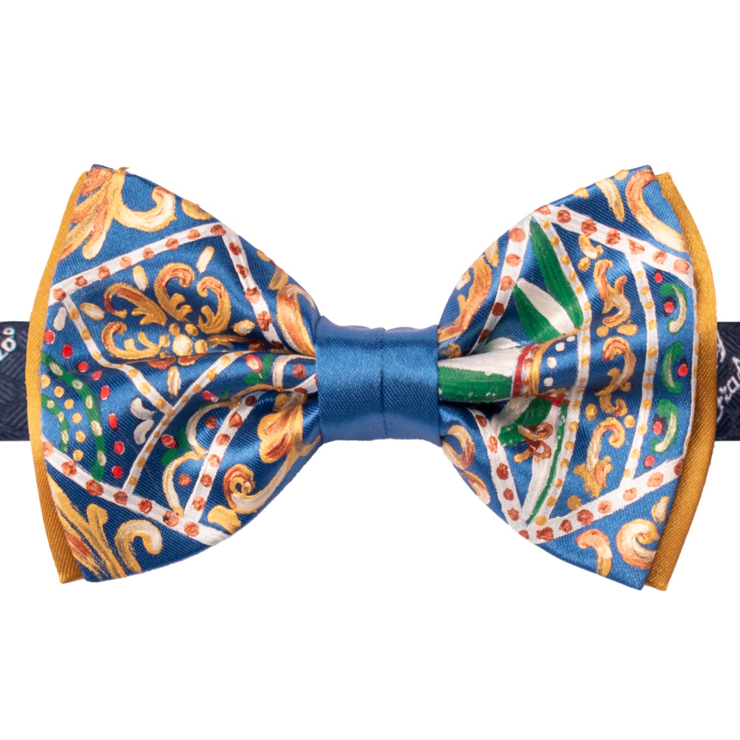 Papillon Siciliano Sartoriale Bluette Dipinto a Mano by Giovanna Perricone PS211 Made in Italy Graffeo Cravatte