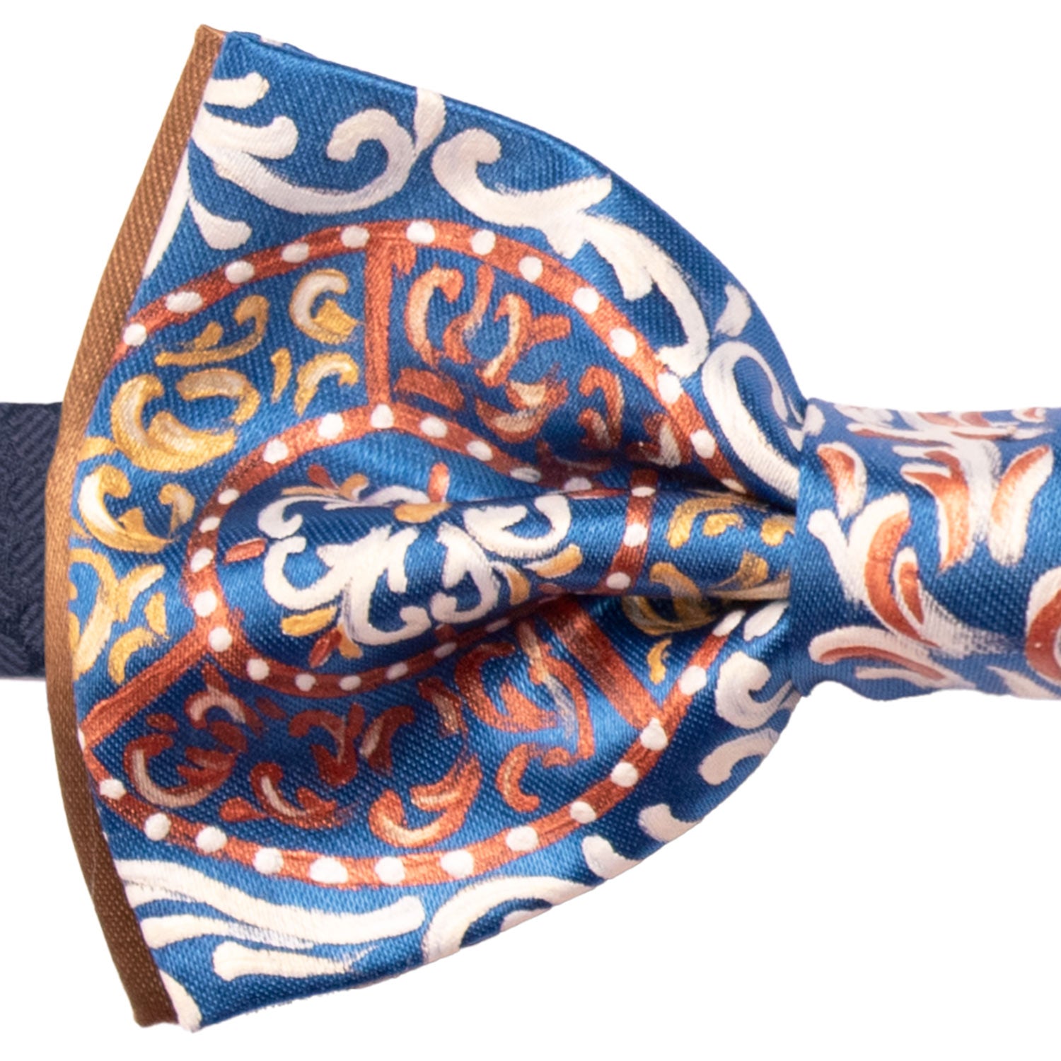 Papillon Siciliano Sartoriale Bluette Dipinto a Mano by Giovanna Perricone PS246 Made in Italy Graffeo Cravatte Dettaglio