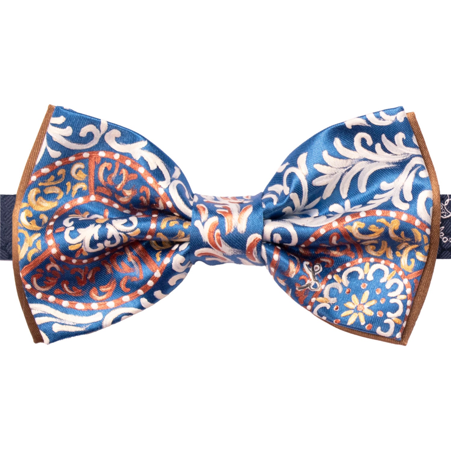 Papillon Siciliano Sartoriale Bluette Dipinto a Mano by Giovanna Perricone PS246 Made in Italy Graffeo Cravatte