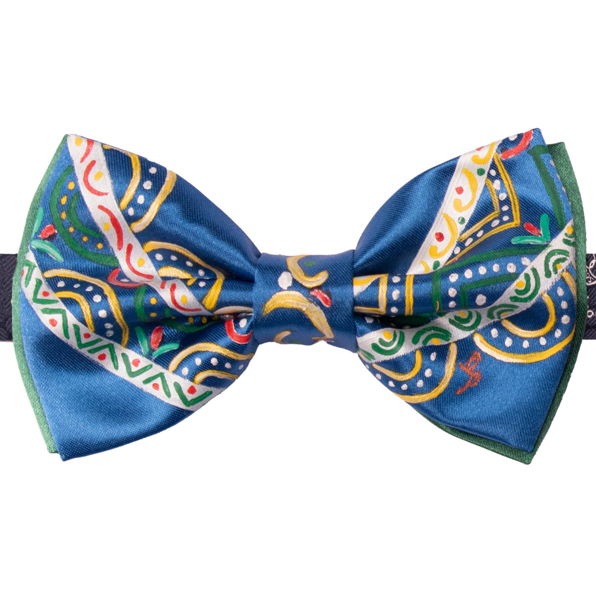 Papillon Siciliano Sartoriale Bluette Dipinto a Mano by Giovanna Perricone PS319 Made in Italy Graffeo Cravatte