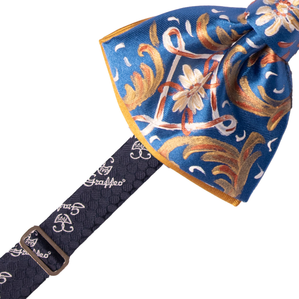 Papillon Siciliano Sartoriale Bluette Dipinto a Mano by Giovanna Perricone PS323 Made in Italy Graffeo Cravatte Pre-Tied