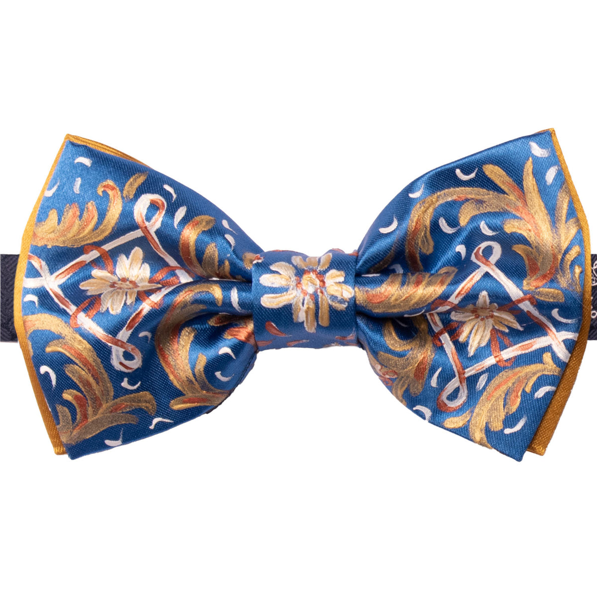 Papillon Siciliano Sartoriale Bluette Dipinto a Mano by Giovanna Perricone PS323 Made in Italy Graffeo Cravatte