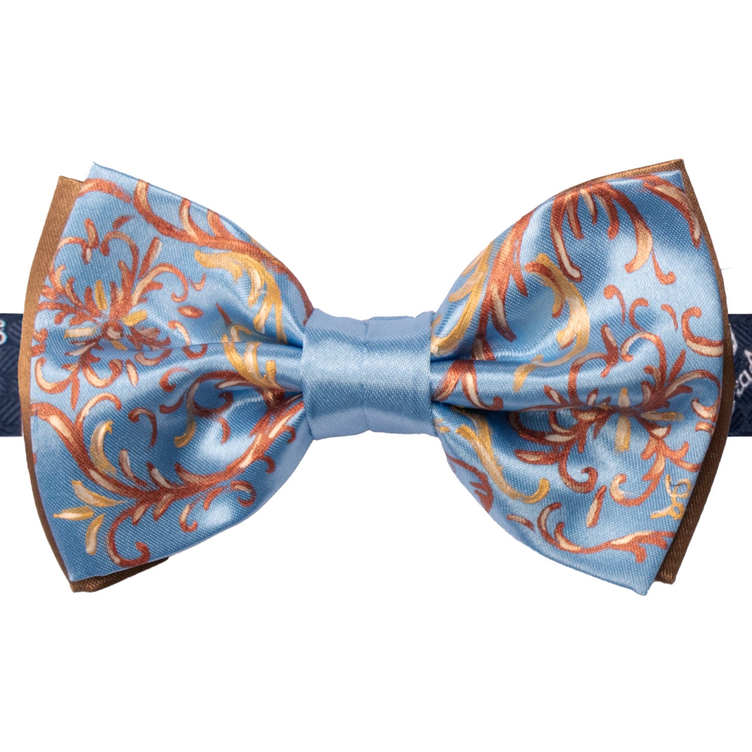 Papillon Siciliano Sartoriale Celeste Dipinto a Mano by Giovanna Perricone PS225 Made in Italy Graffeo Cravatte