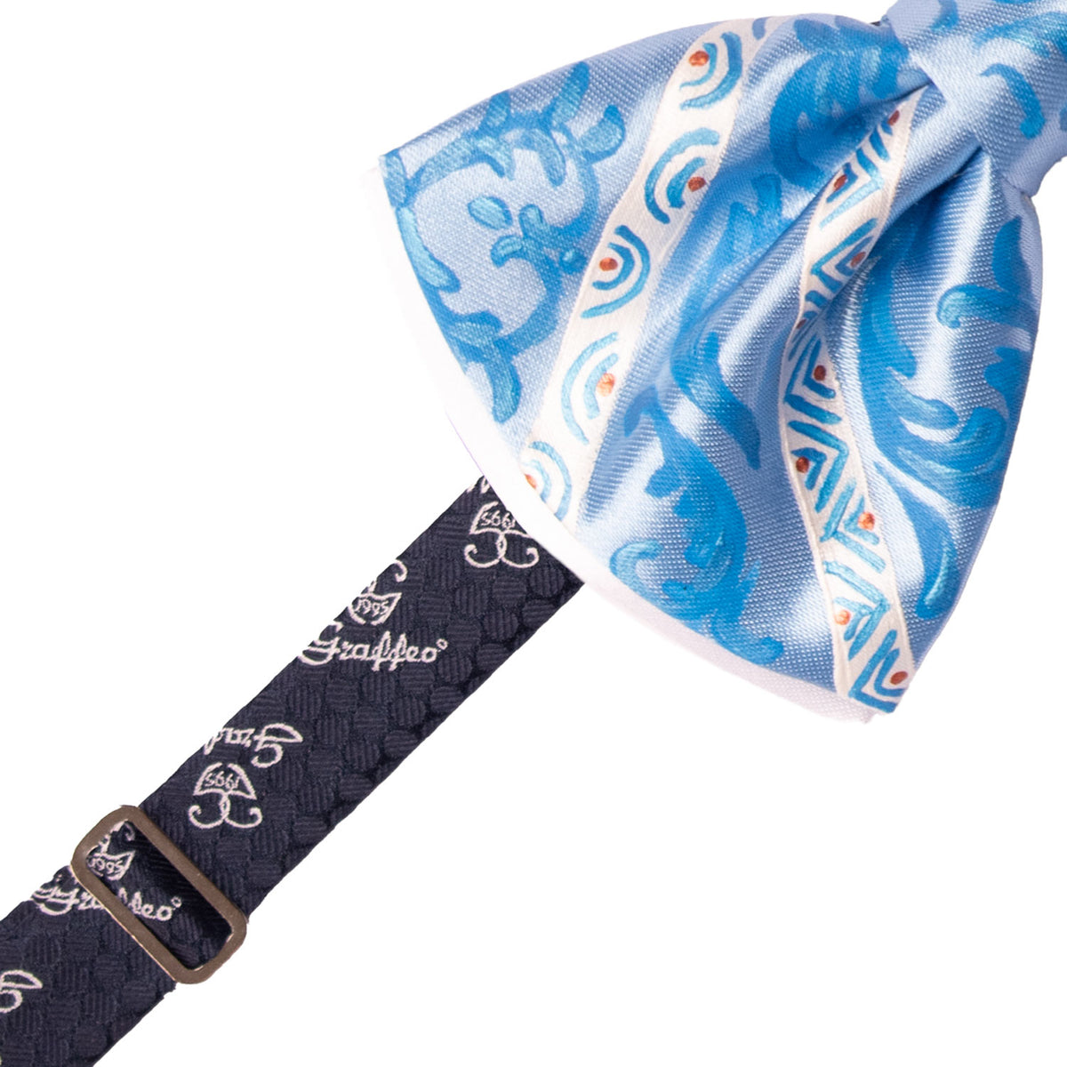 Papillon Siciliano Sartoriale Celeste Dipinto a Mano by Giovanna Perricone PS321 Made in Italy Graffeo Cravatte Pre-Tied