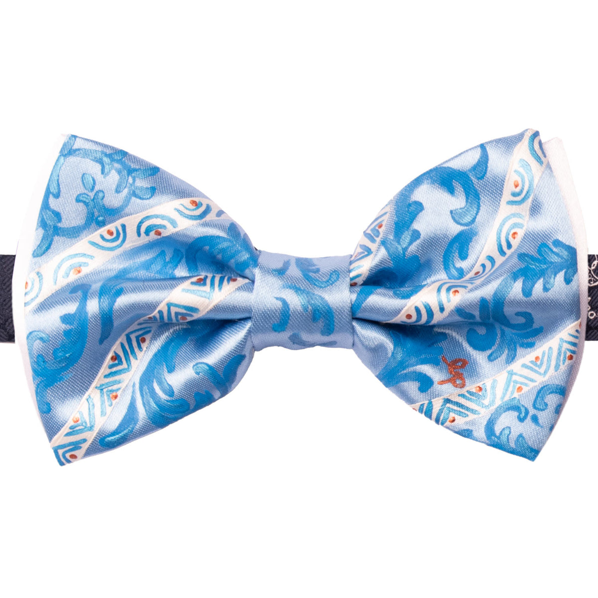 Papillon Siciliano Sartoriale Celeste Dipinto a Mano by Giovanna Perricone PS321 Made in Italy Graffeo Cravatte