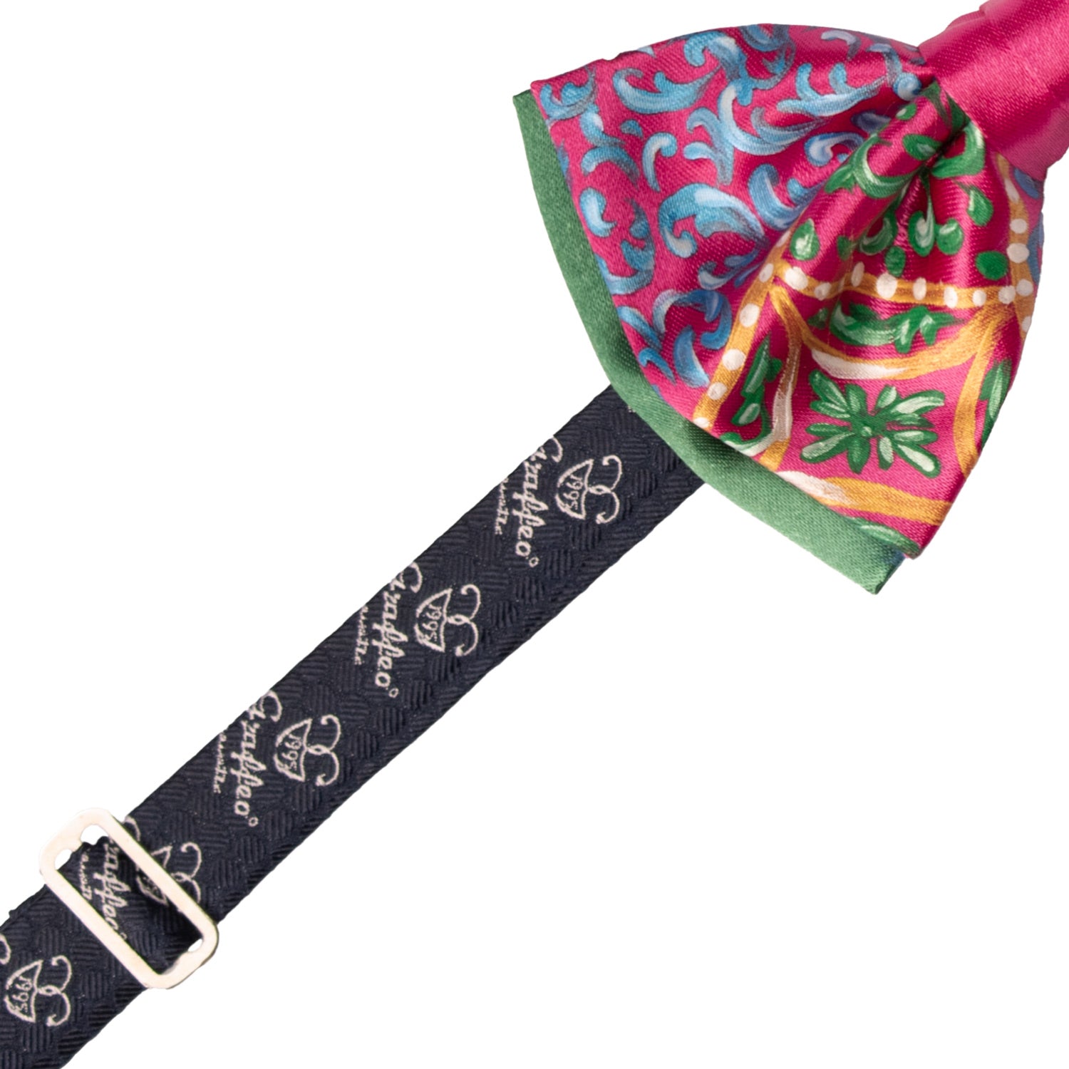 Papillon Siciliano Sartoriale Fucsia Dipinto a Mano by Giovanna Perricone PS210 Made in Italy Graffeo Cravatte Pre-Tied