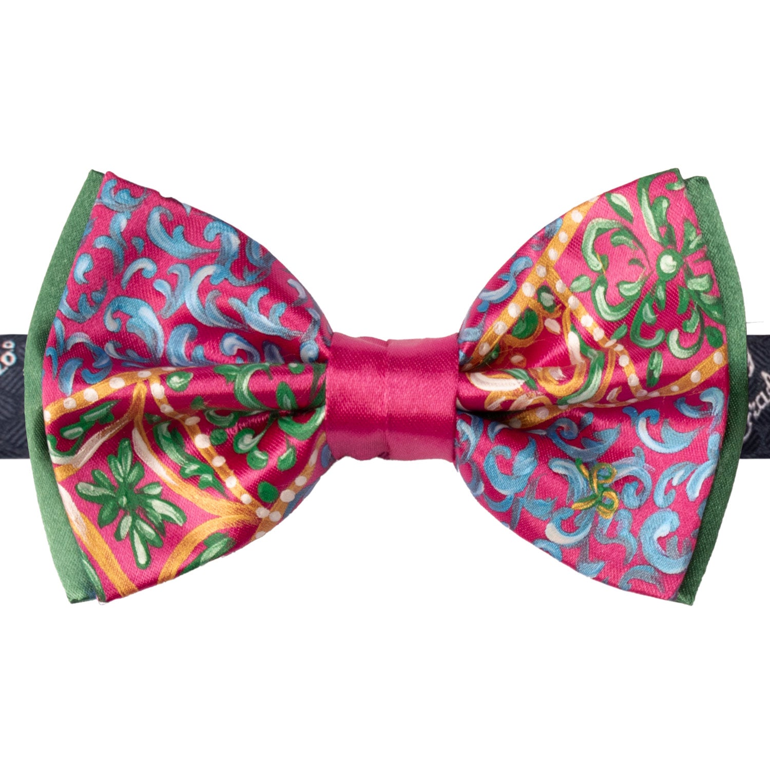 Papillon Siciliano Sartoriale Fucsia Dipinto a Mano by Giovanna Perricone PS210 Made in Italy Graffeo Cravatte