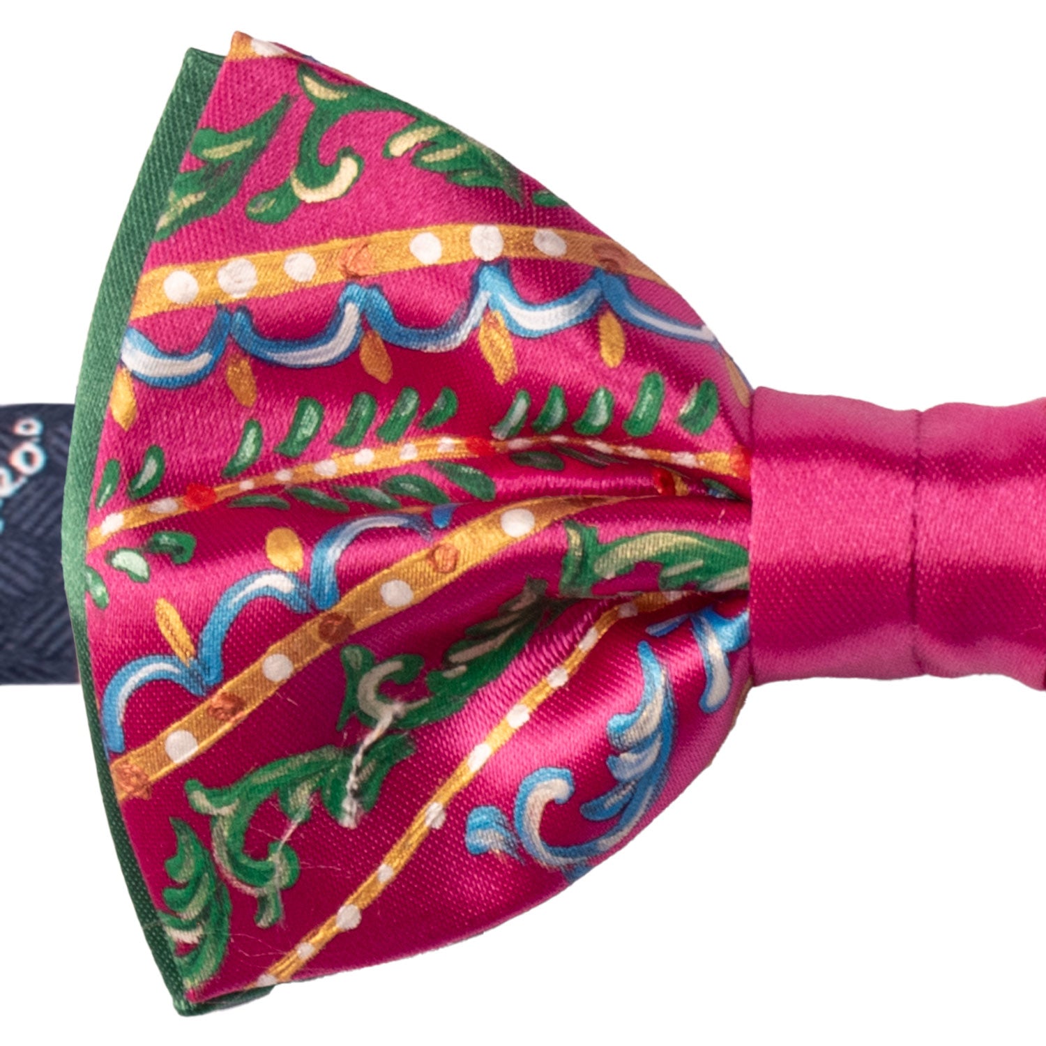 Papillon Siciliano Sartoriale Fucsia Dipinto a Mano by Giovanna Perricone PS213 Made in Italy Graffeo Cravatte Dettaglio