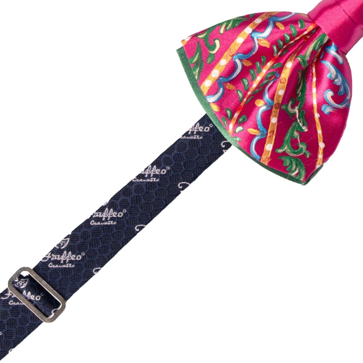 Papillon Siciliano Sartoriale Fucsia Dipinto a Mano by Giovanna Perricone PS213 Made in Italy Graffeo Cravatte Pre-Tied