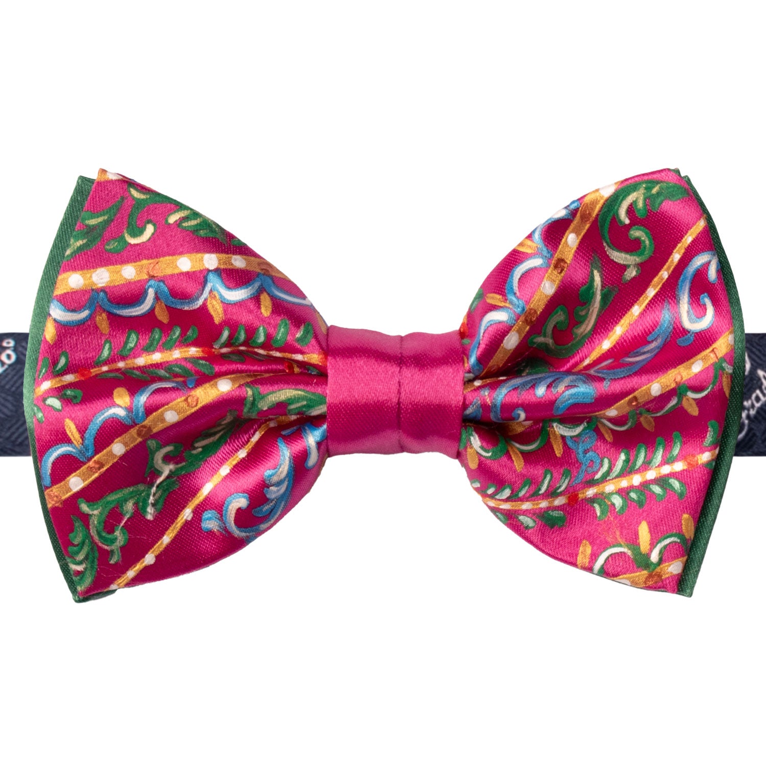 Papillon Siciliano Sartoriale Fucsia Dipinto a Mano by Giovanna Perricone PS213 Made in Italy Graffeo Cravatte