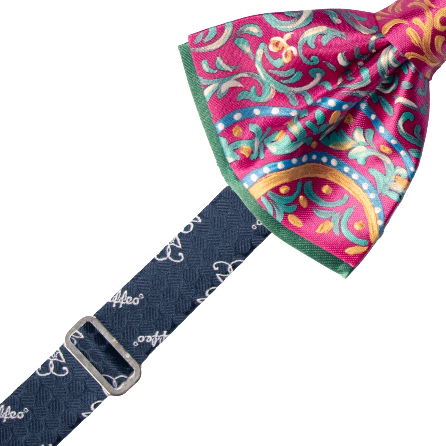 Papillon Siciliano Sartoriale Fucsia Dipinto a Mano by Giovanna Perricone PS233 Made in Italy Graffeo Cravatte Pre-Tied