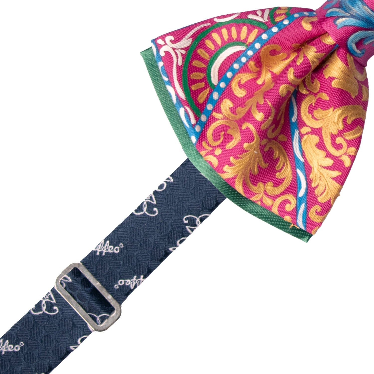 Papillon Siciliano Sartoriale Fucsia Dipinto a Mano by Giovanna Perricone PS235 Made in Italy Graffeo Cravatte Pre-Tied