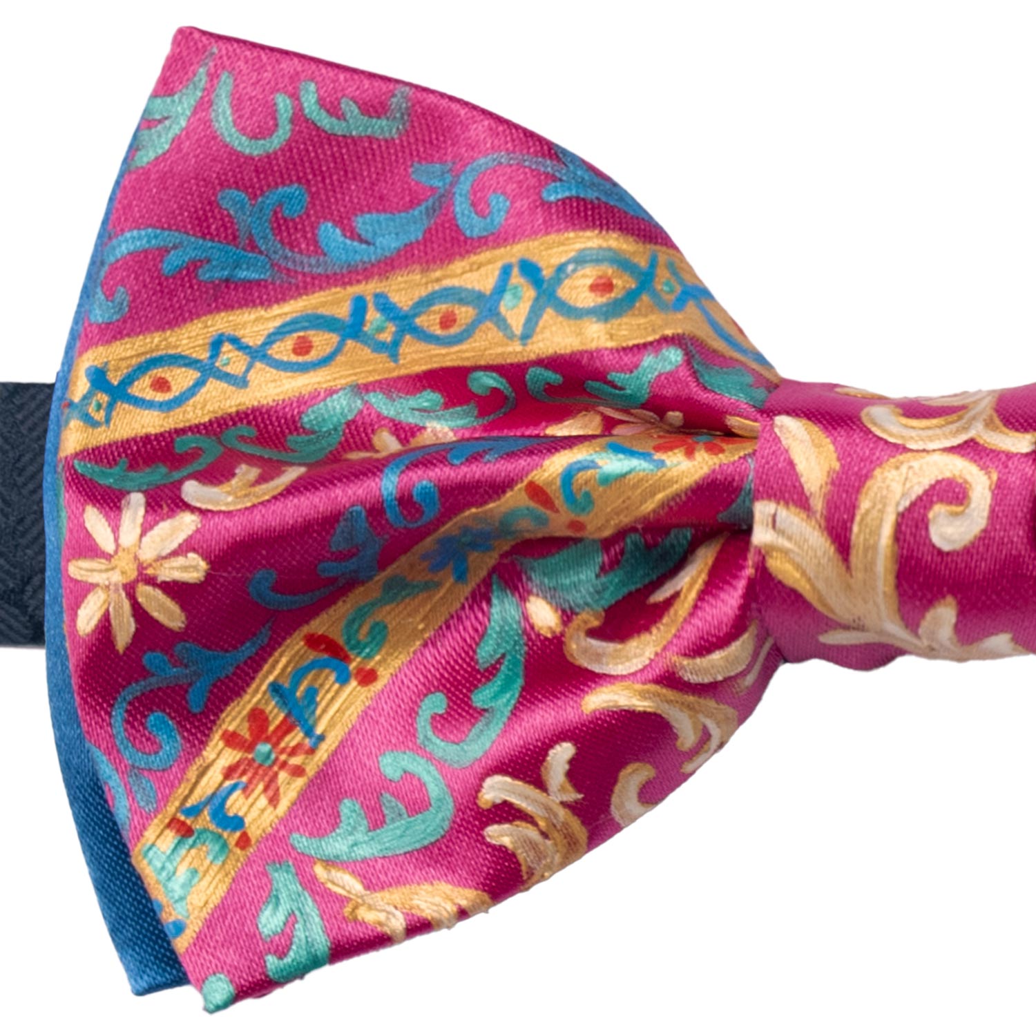 Papillon Siciliano Sartoriale Fucsia Dipinto a Mano by Giovanna Perricone PS264 Made in Italy Graffeo Cravatte Dettaglio