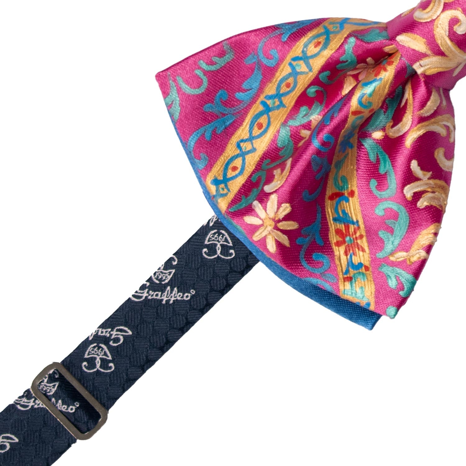 Papillon Siciliano Sartoriale Fucsia Dipinto a Mano by Giovanna Perricone PS264 Made in Italy Graffeo Cravatte Pre-Tied