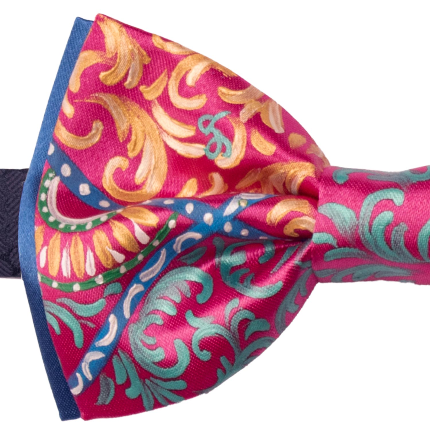 Papillon Siciliano Sartoriale Fucsia Dipinto a Mano by Giovanna Perricone PS265 Made in Italy Graffeo Cravatte Dettaglio
