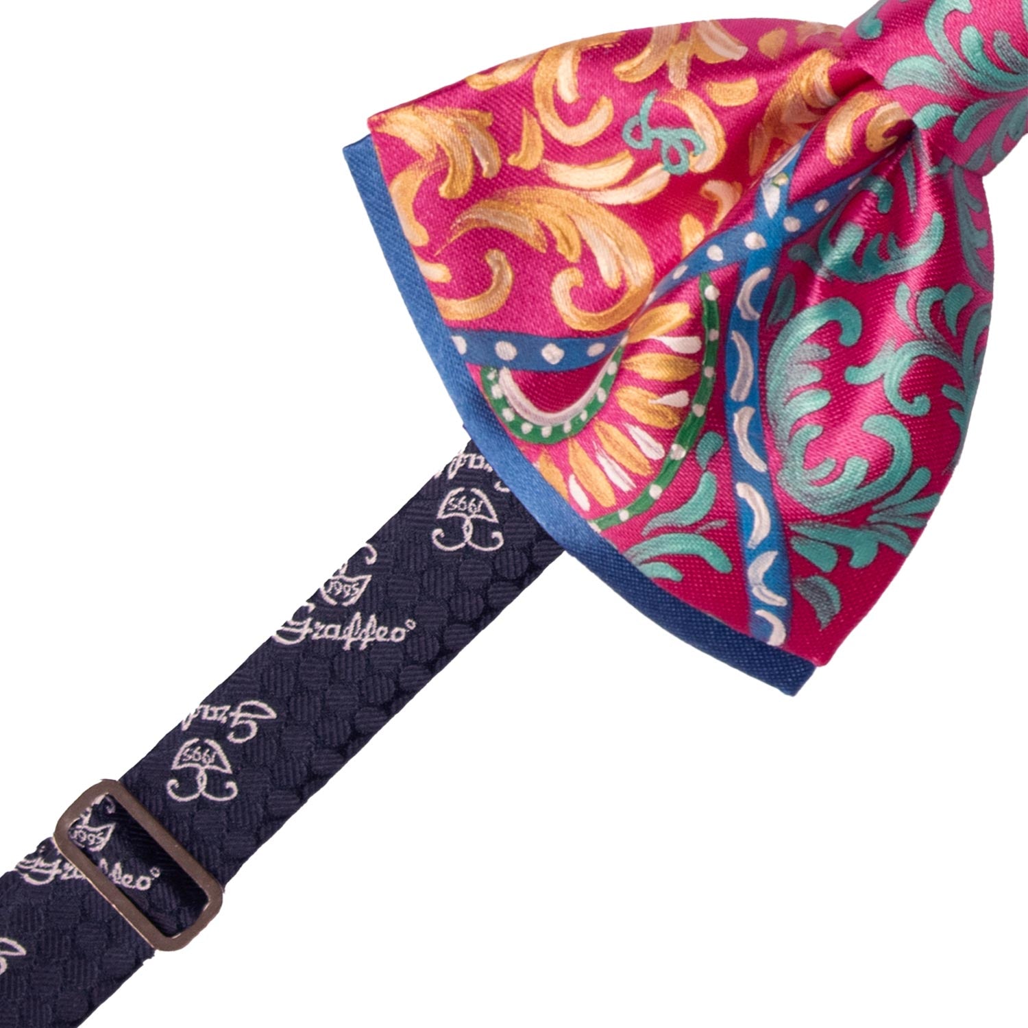 Papillon Siciliano Sartoriale Fucsia Dipinto a Mano by Giovanna Perricone PS265 Made in Italy Graffeo Cravatte Pre-Tied