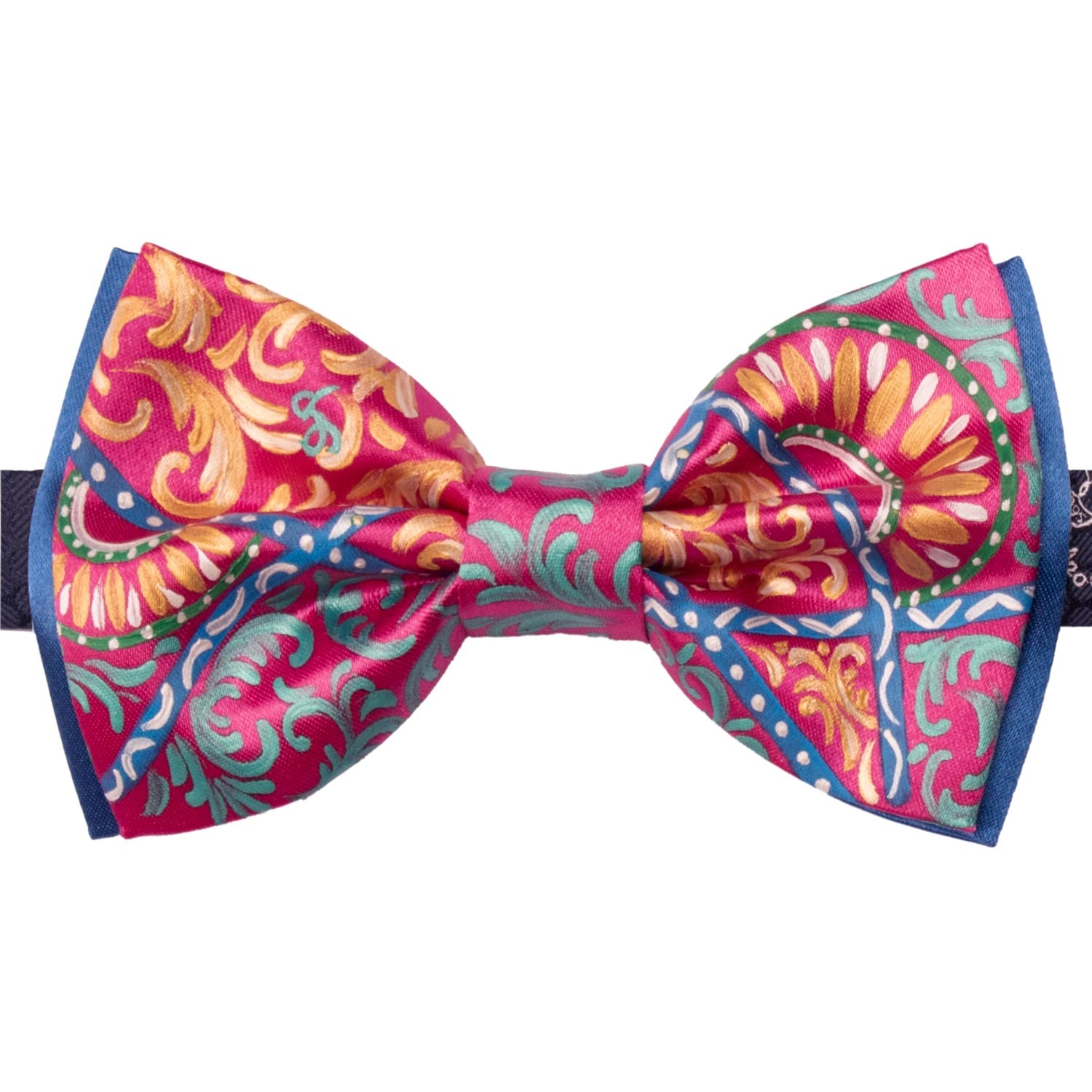 Papillon Siciliano Sartoriale Fucsia Dipinto a Mano by Giovanna Perricone PS265 Made in Italy Graffeo Cravatte