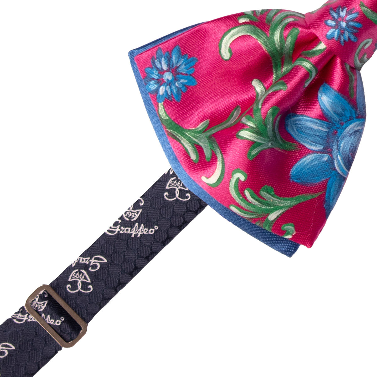 Papillon Siciliano Sartoriale Fucsia Dipinto a Mano by Giovanna Perricone PS318 Made in Italy Graffeo Cravatte Pre-Tied