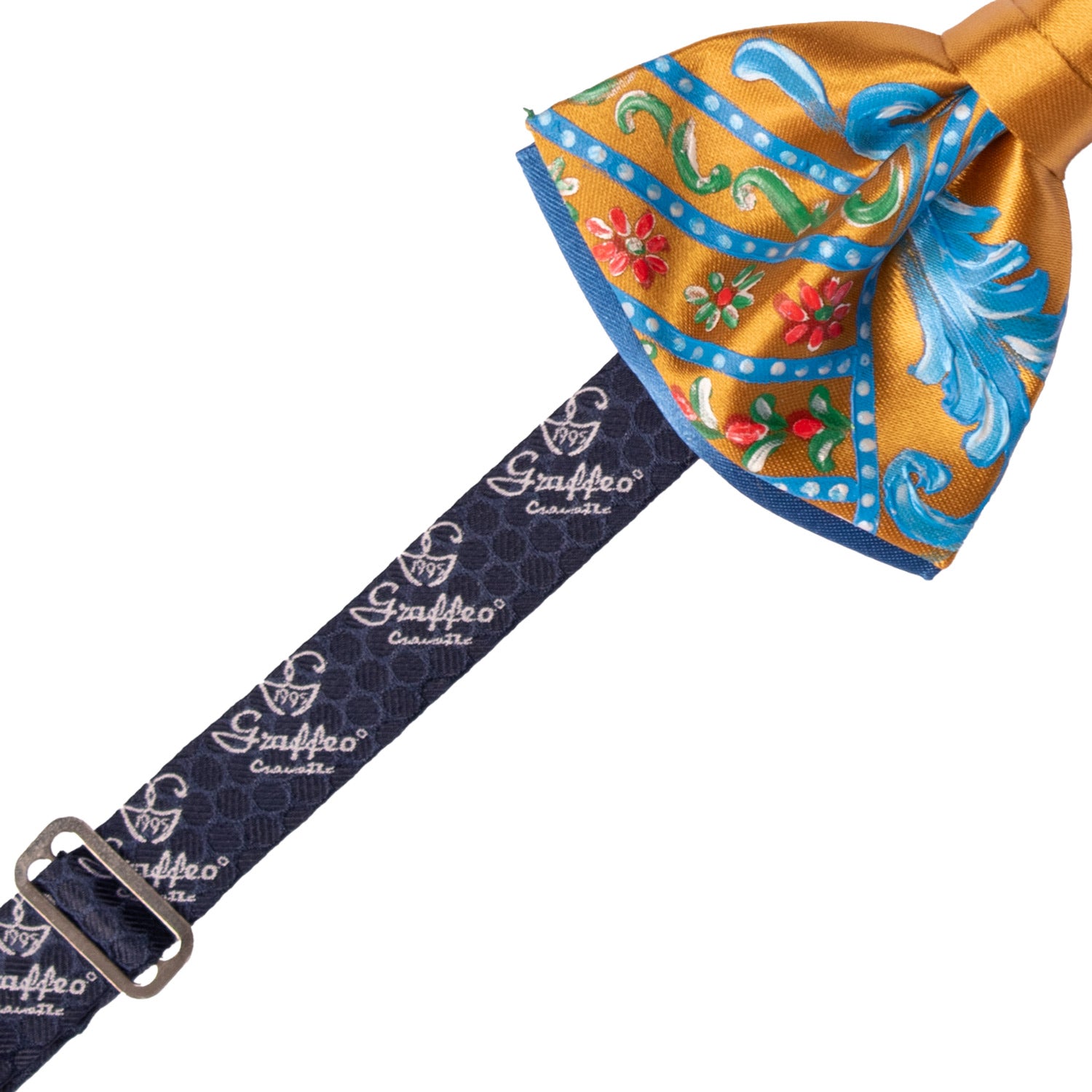 Papillon Siciliano Sartoriale Giallo Oro Dipinto a Mano by Giovanna Perricone PS214 Made in Italy Graffeo Cravatte Pre-Tied