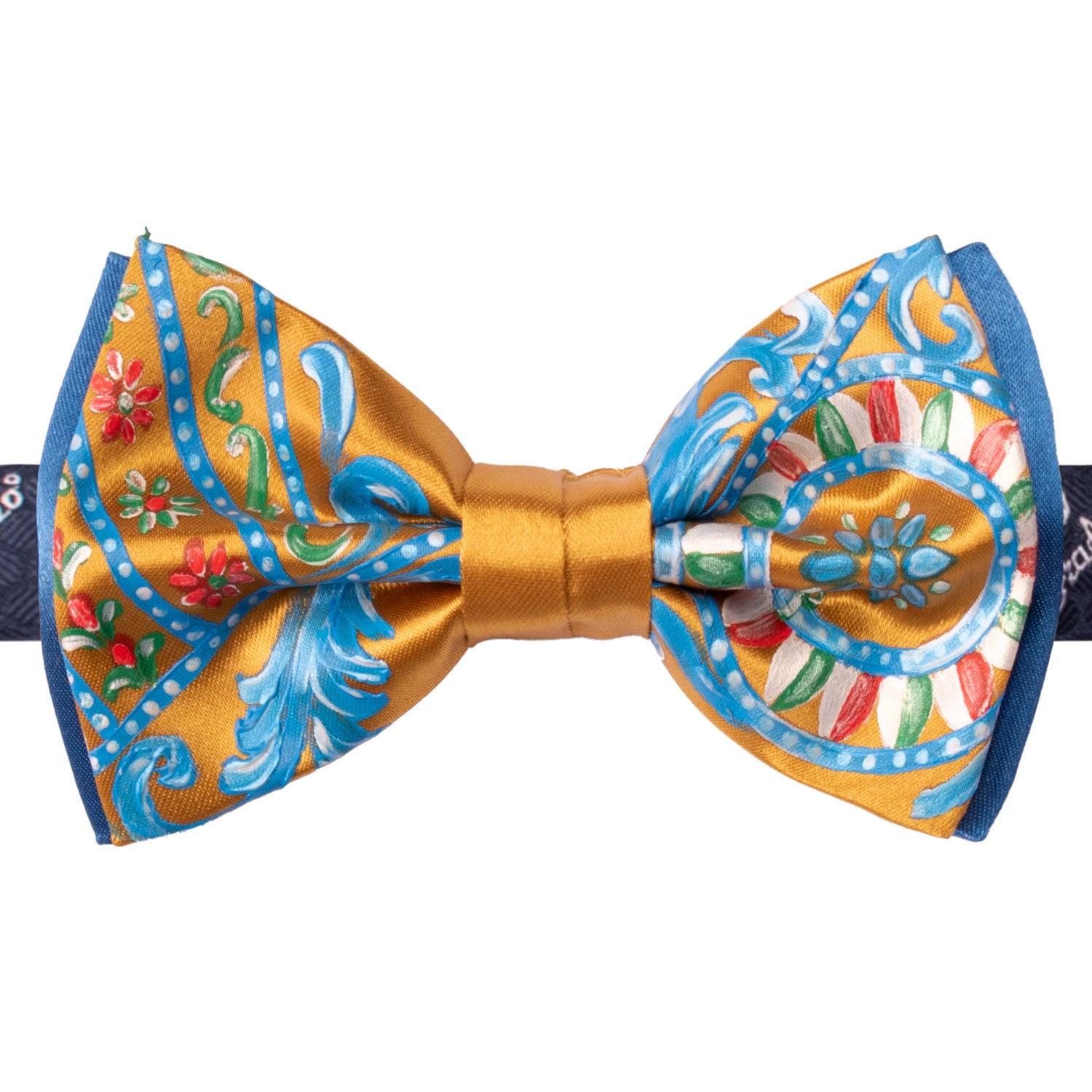 Papillon Siciliano Sartoriale Giallo Oro Dipinto a Mano by Giovanna Perricone PS214 Made in Italy Graffeo Cravatte