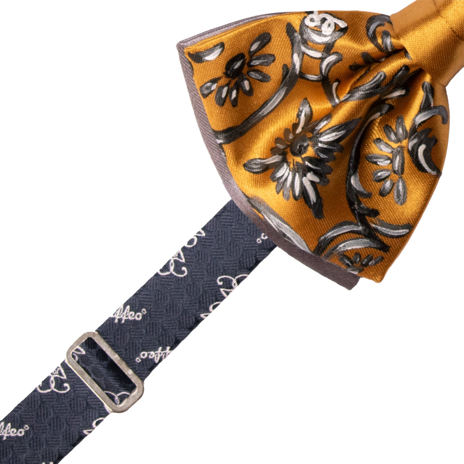 Papillon Siciliano Sartoriale Giallo Oro Dipinto a Mano by Giovanna Perricone PS236 Made in Italy Graffeo Cravatte Pre-Tied