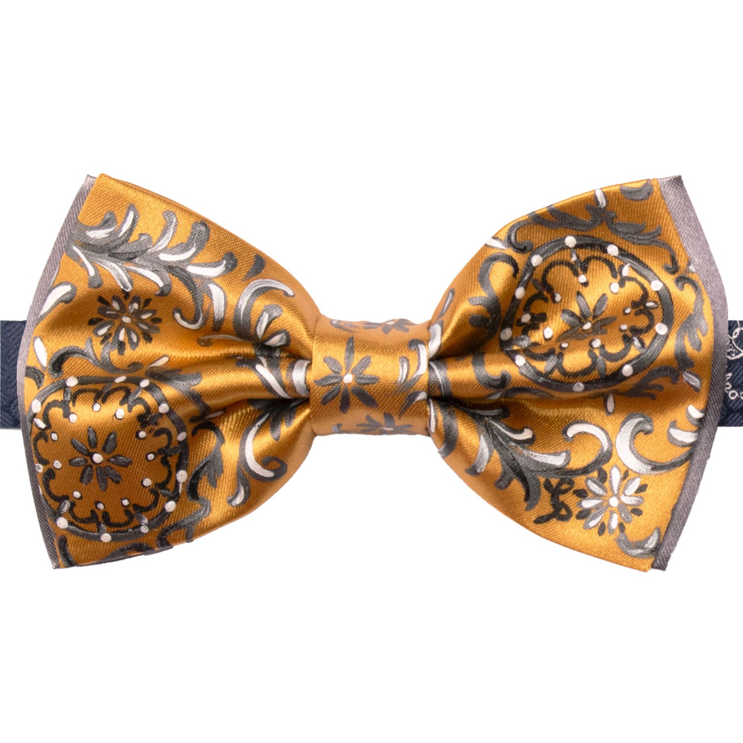 Papillon Siciliano Sartoriale Giallo Oro Dipinto a Mano by Giovanna Perricone PS248 Made In Italy Graffeo Cravatte
