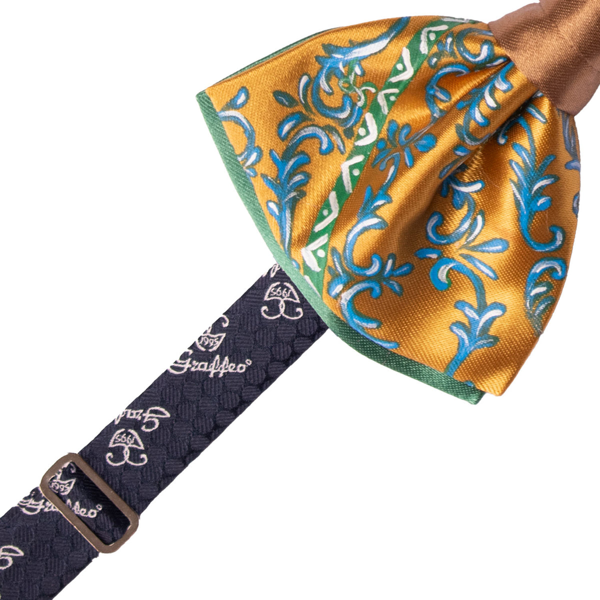 Papillon Siciliano Sartoriale Giallo Oro Dipinto a Mano by Giovanna Perricone PS324 Made in Italy Graffeo Cravatte Pre-Tied