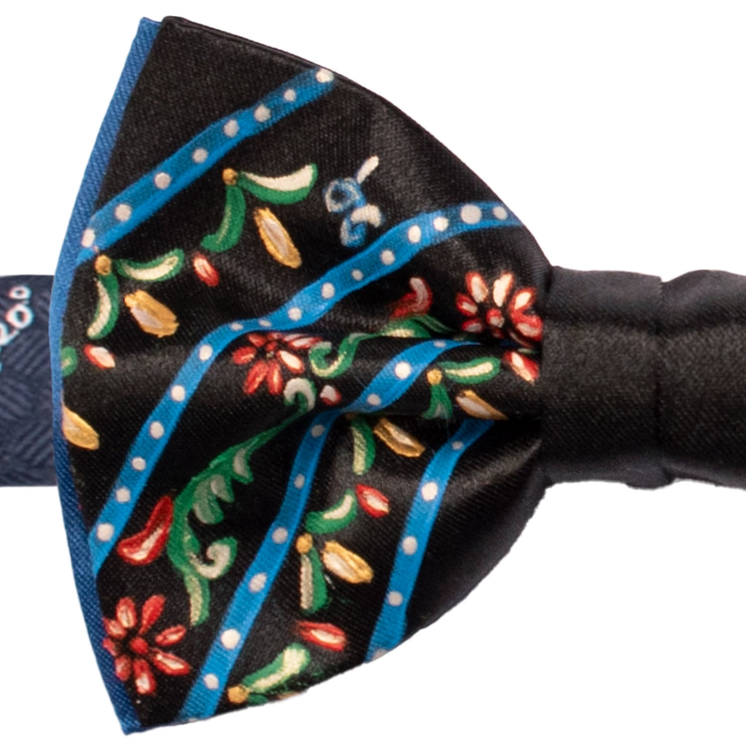 Papillon Siciliano Sartoriale Nero Dipinto a Mano by Giovanna Perricone PS217 Made in Italy Graffeo Cravatte Dettaglio