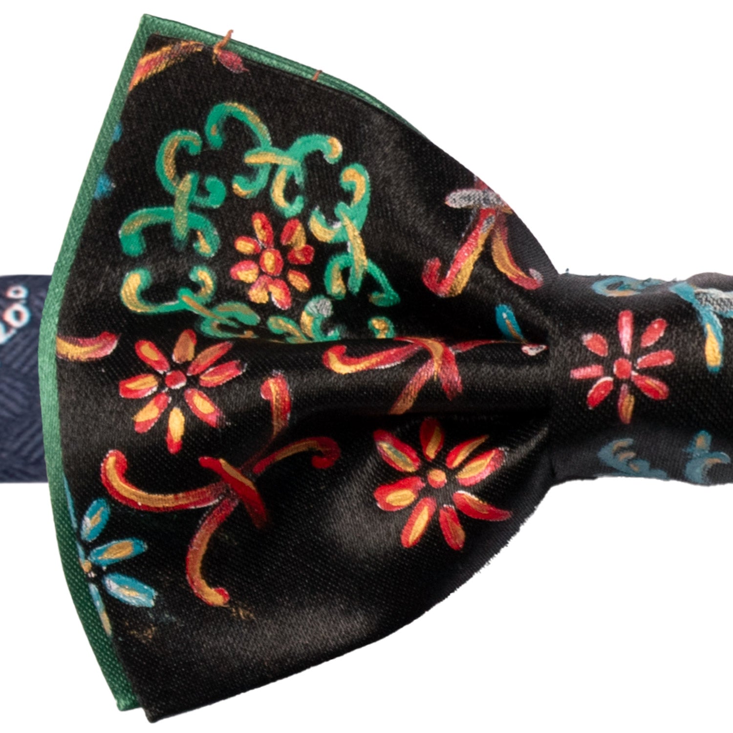 Papillon Siciliano Sartoriale Nero Dipinto a Mano by Giovanna Perricone PS221 Made in Italy Graffeo Cravatte Dettaglio