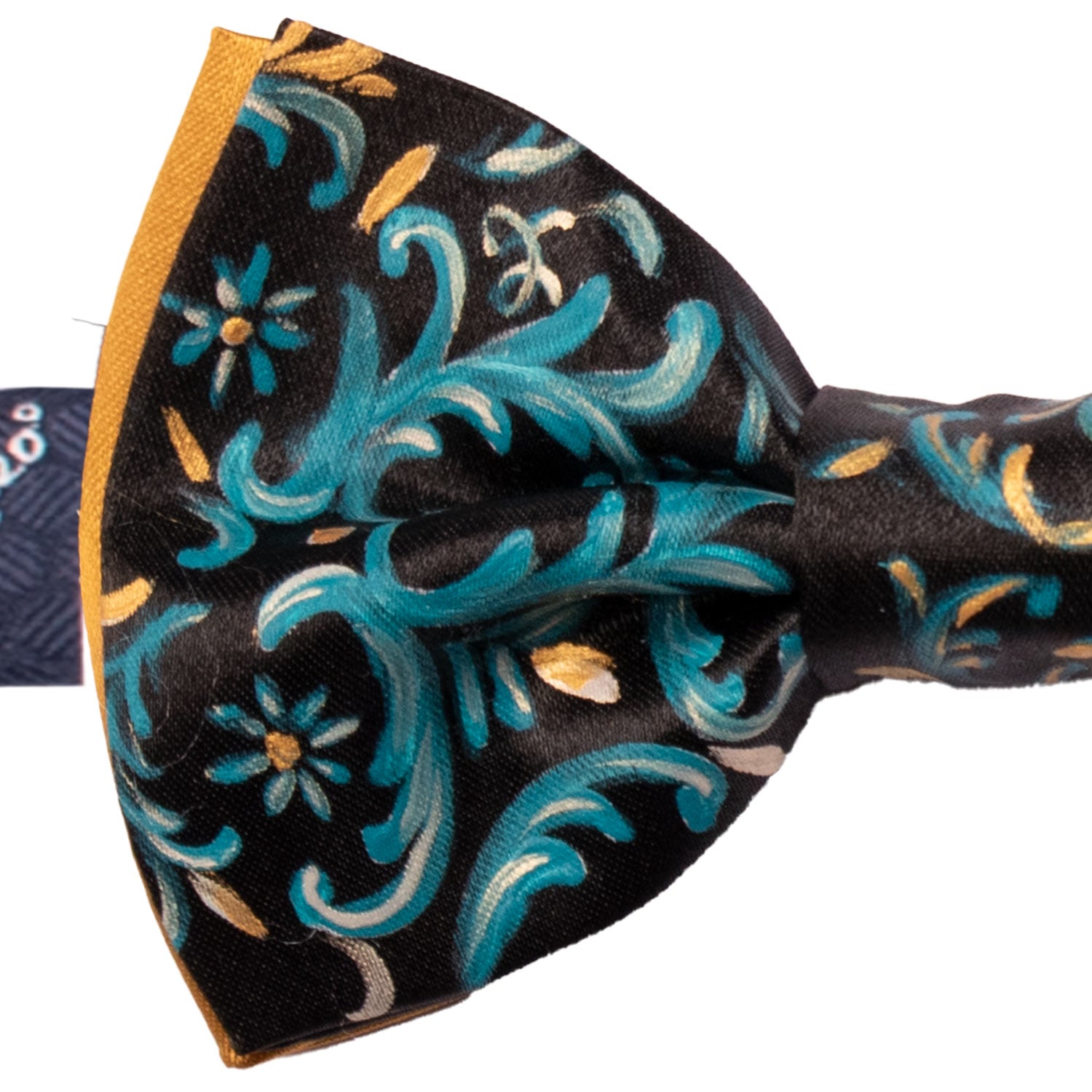 Papillon Siciliano Sartoriale Nero Dipinto a Mano by Giovanna Perricone PS230 Made in Italy Graffeo Cravatte Dettaglio