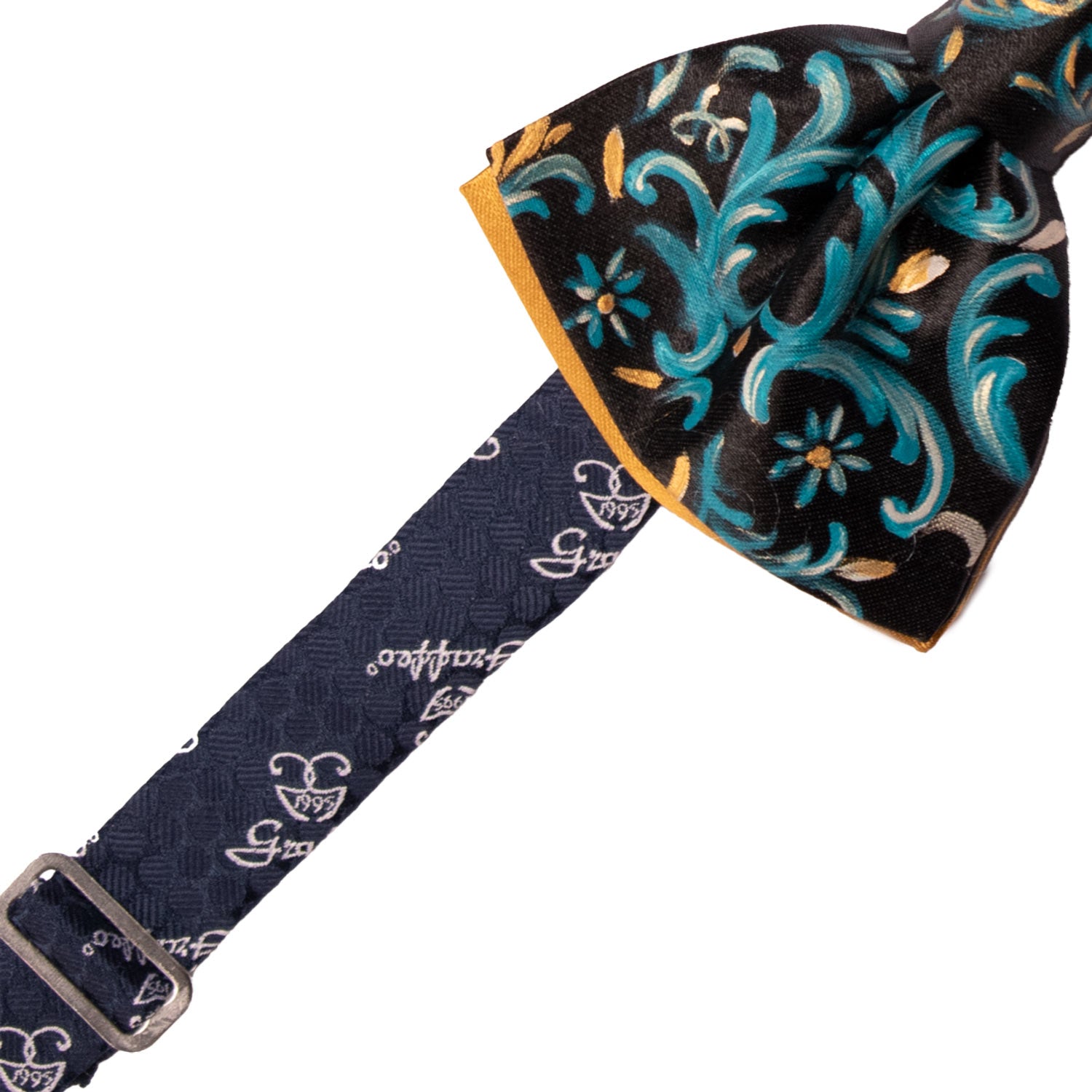 Papillon Siciliano Sartoriale Nero Dipinto a Mano by Giovanna Perricone PS230 Made in Italy Graffeo Cravatte Pre-Tied