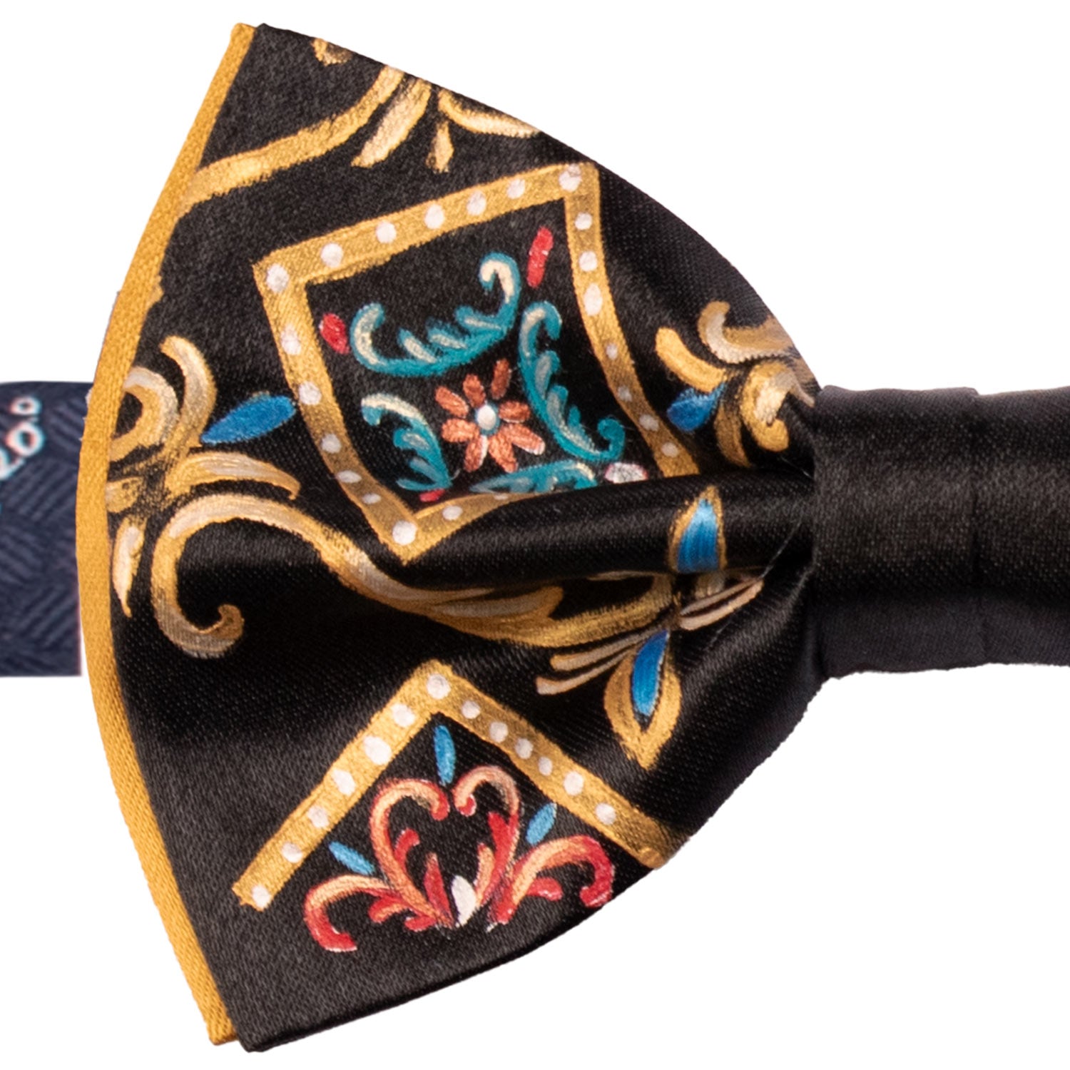 Papillon Siciliano Sartoriale Nero Dipinto a Mano by Giovanna Perricone PS231 Made in Italy Graffeo Cravatte Dettaglio