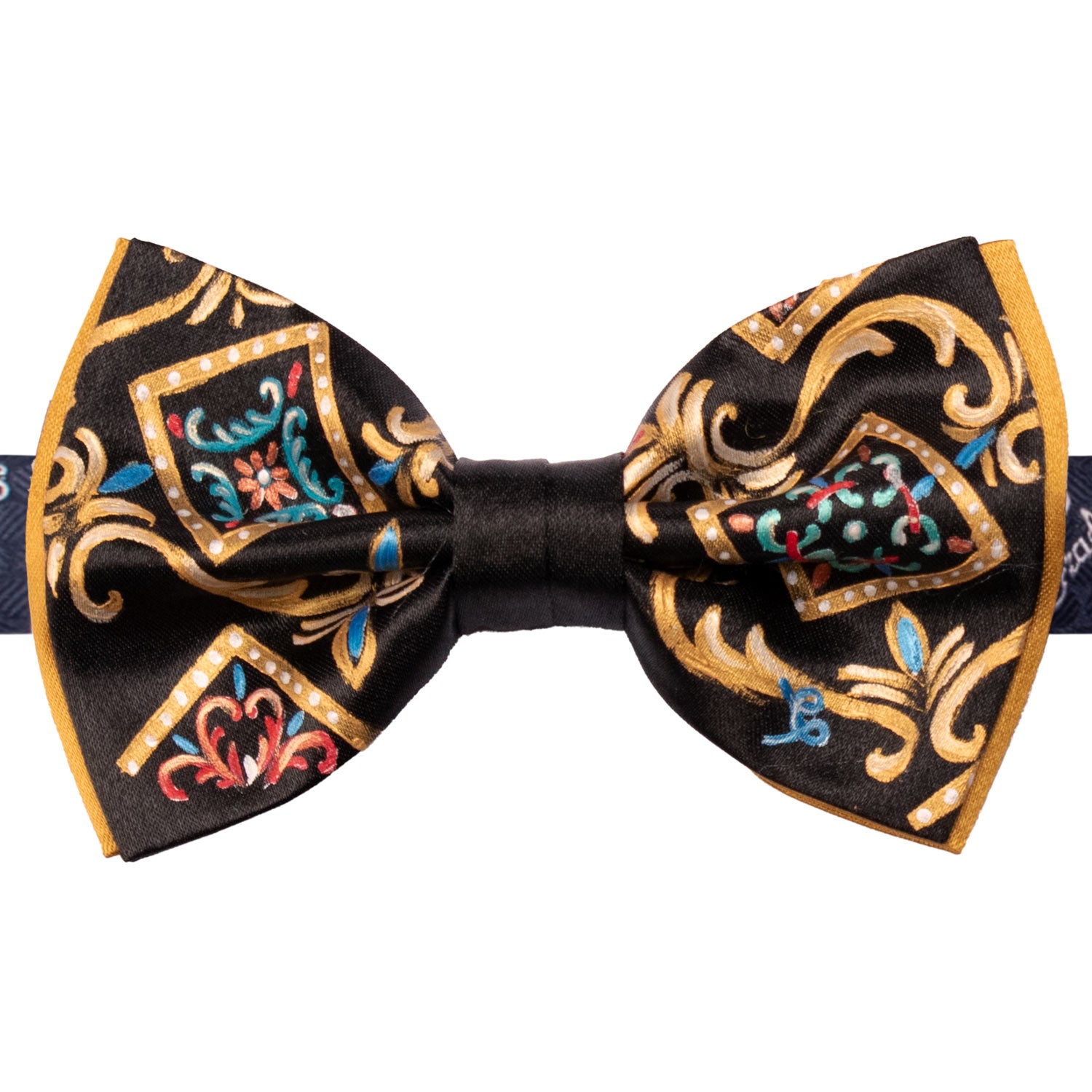 Papillon Siciliano Sartoriale Nero Dipinto a Mano by Giovanna Perricone PS231 Made in Italy Graffeo Cravatte