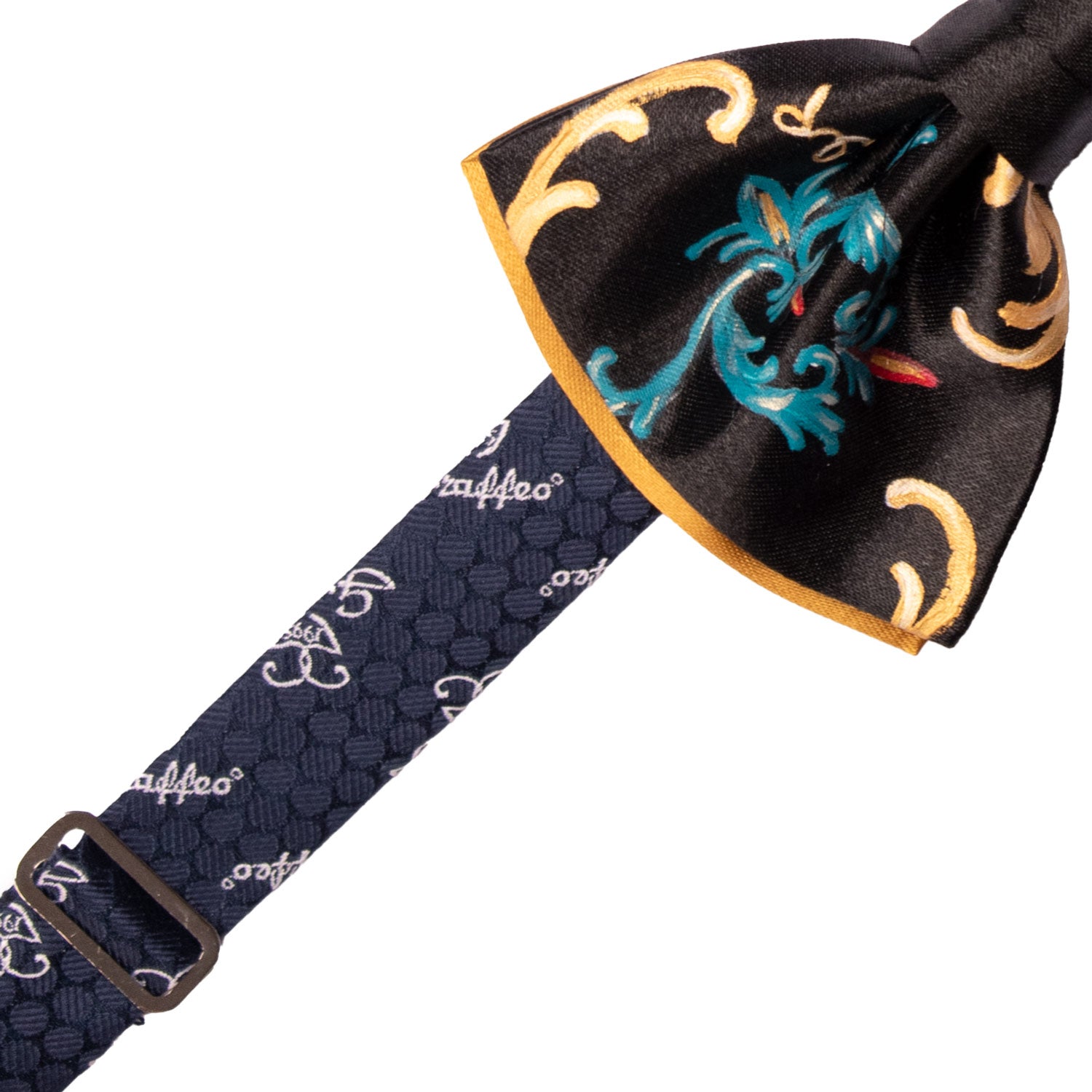 Papillon Siciliano Sartoriale Nero Dipinto a Mano by Giovanna Perricone PS232 Made in Italy Graffeo Cravatte Pre-Tied