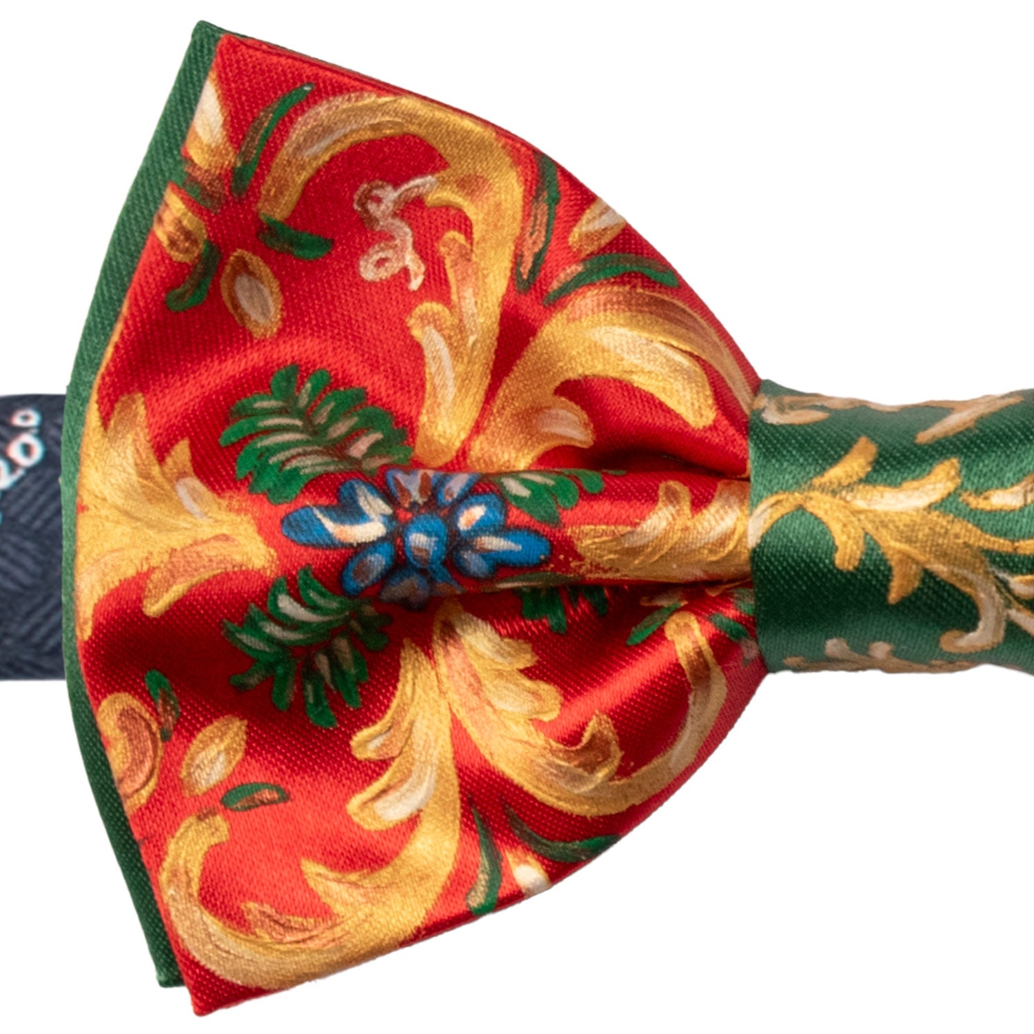 Papillon Siciliano Sartoriale Rosso Dipinto a Mano by Giovanna Perricone PS218 Made in Italy Graffeo Cravatte Dettaglio