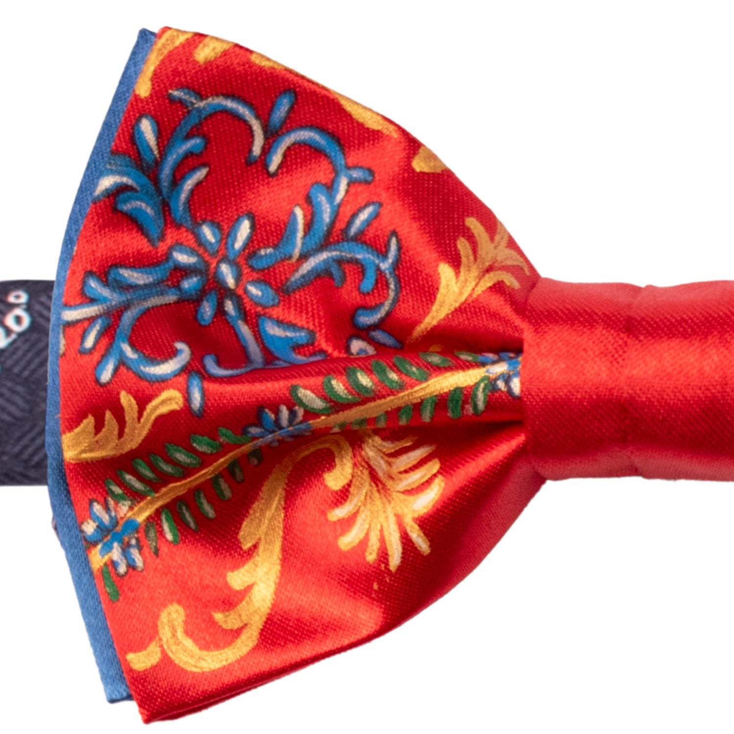 Papillon Siciliano Sartoriale Rosso Dipinto a Mano by Giovanna Perricone PS220 Made in Italy Graffeo Cravatte Dettaglio