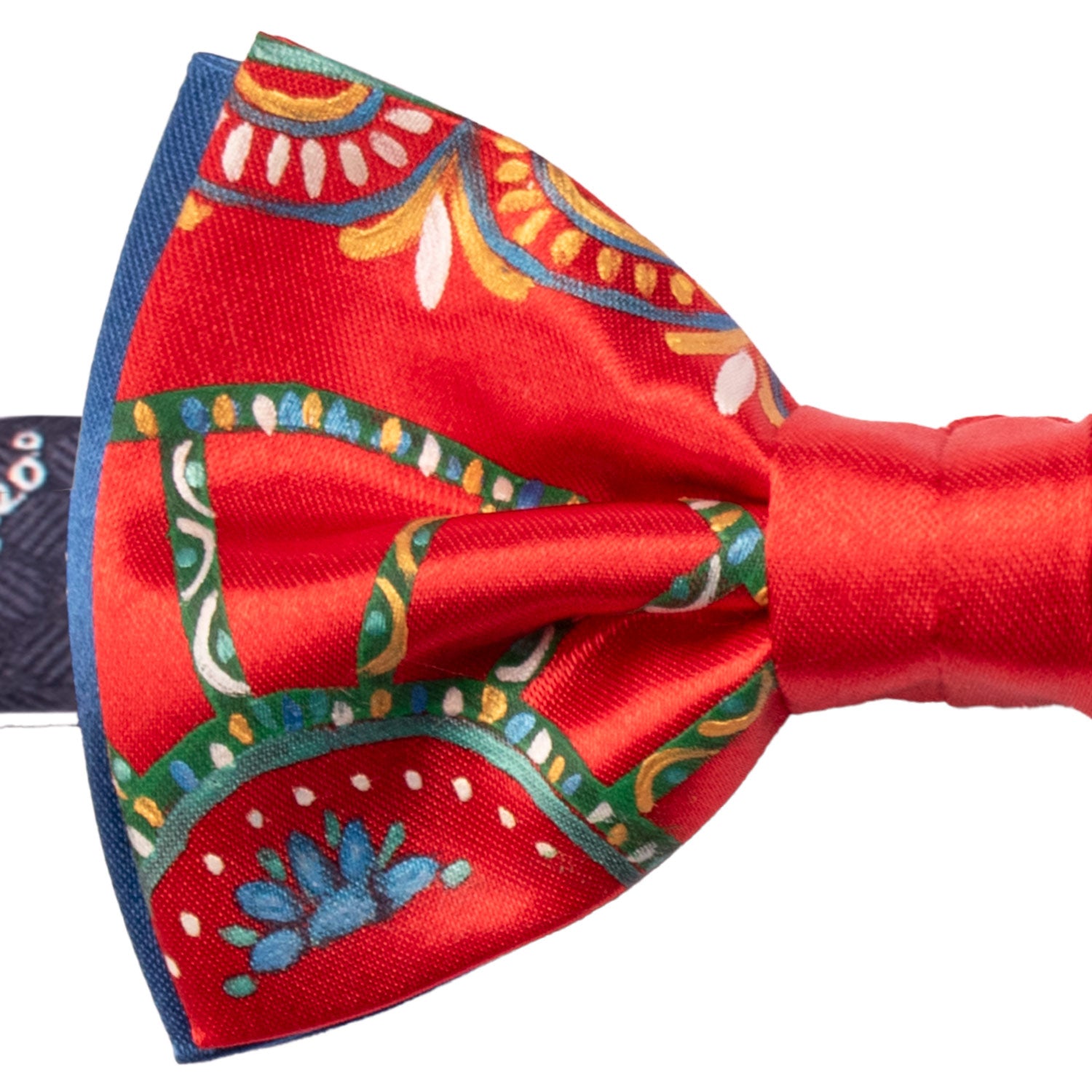 Papillon Siciliano Sartoriale Rosso Dipinto a Mano by Giovanna Perricone PS222 Made in Italy Graffeo Cravatte Dettaglio