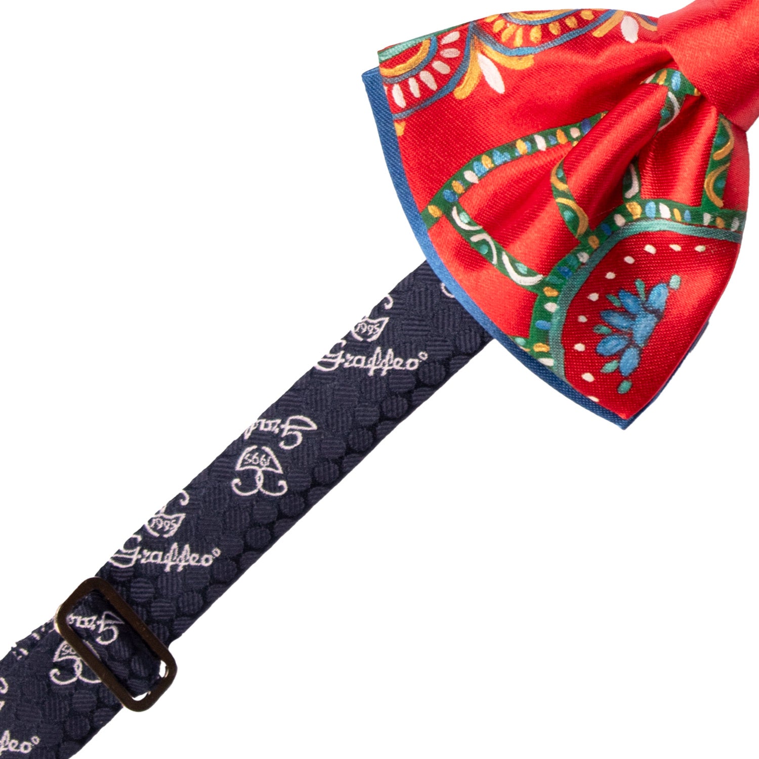 Papillon Siciliano Sartoriale Rosso Dipinto a Mano by Giovanna Perricone PS222 Made in Italy Graffeo Cravatte Pre-Tied