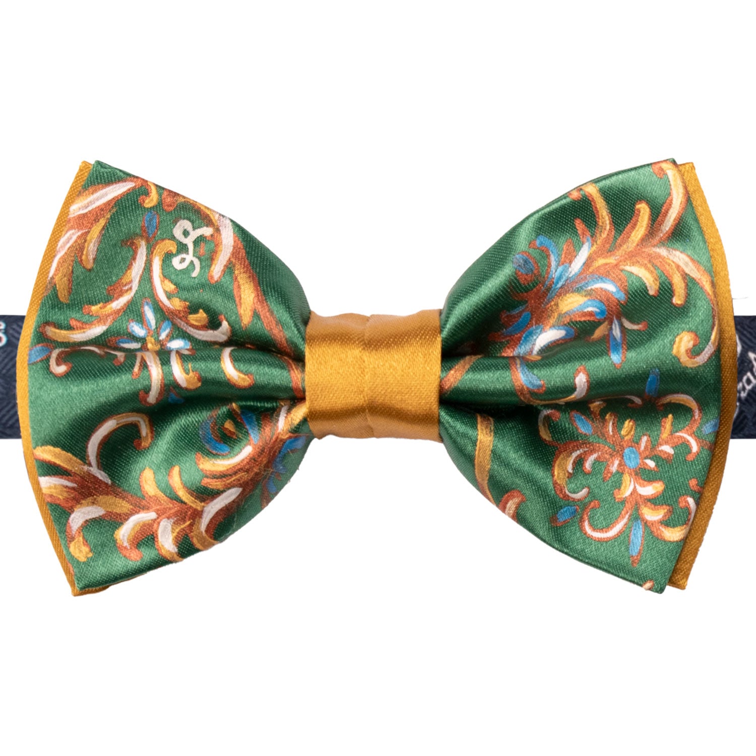 Papillon Siciliano Sartoriale Verde Dipinto a Mano by Giovanna Perricone PS229 Made in Italy Graffeo Cravatte 